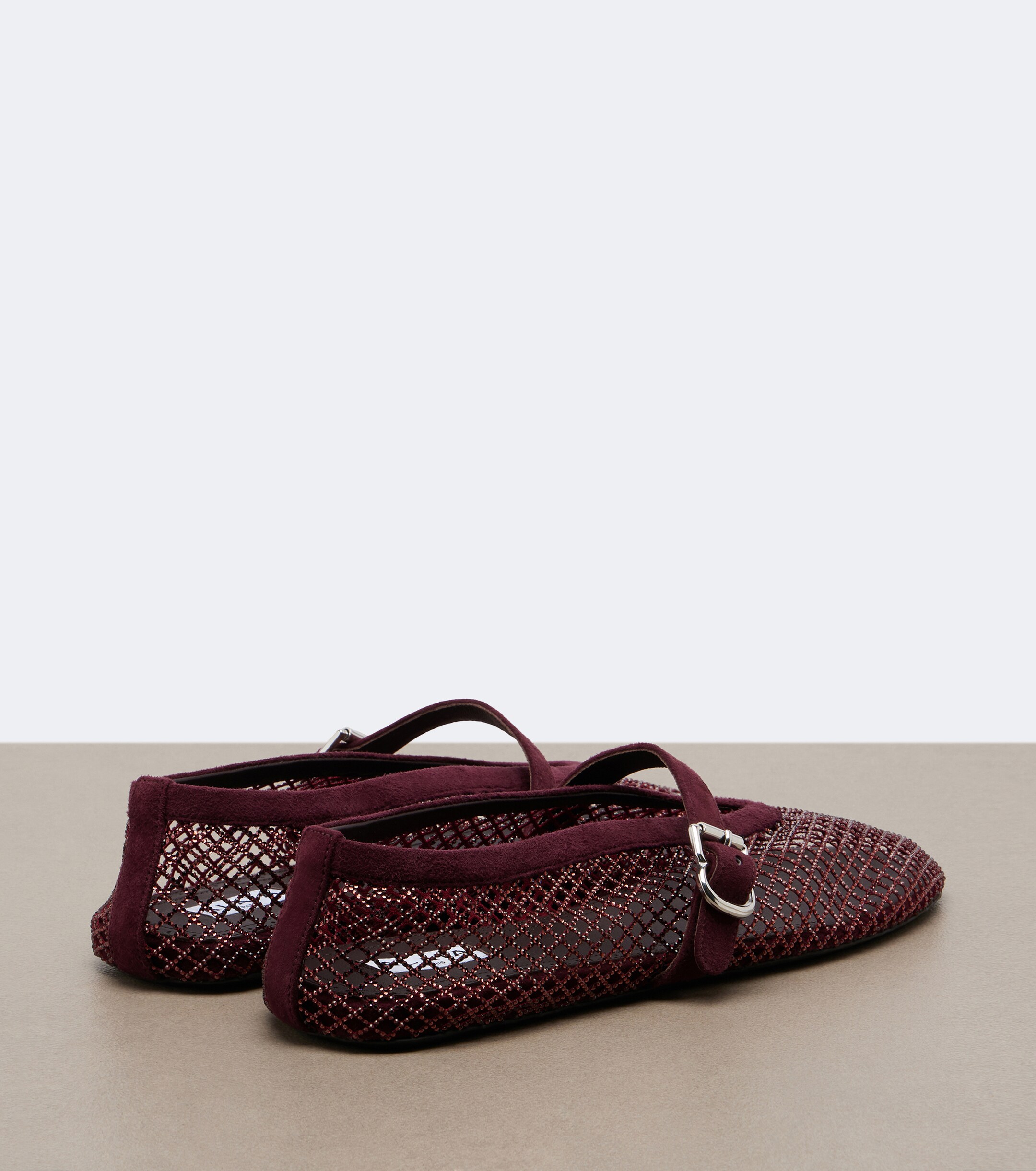 Alaïa Alaïa Embellished fishnet ballet flats