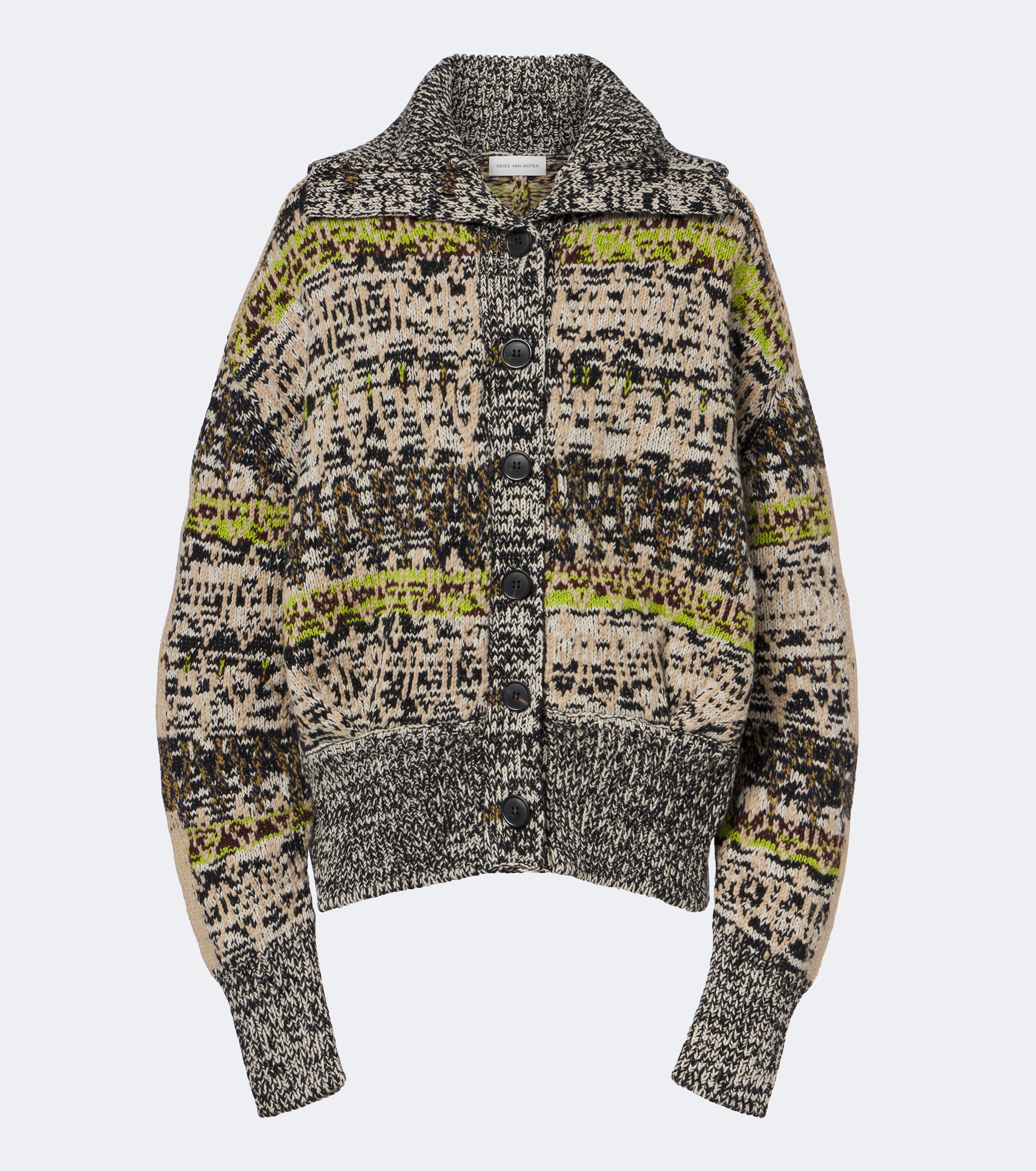 Dries Van Noten Dries Van Noten Jacquard wool and cashmere cardigan