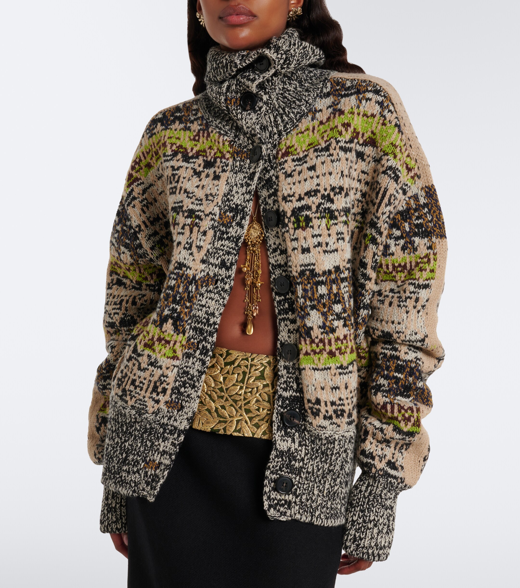 Dries Van Noten Dries Van Noten Jacquard wool and cashmere cardigan