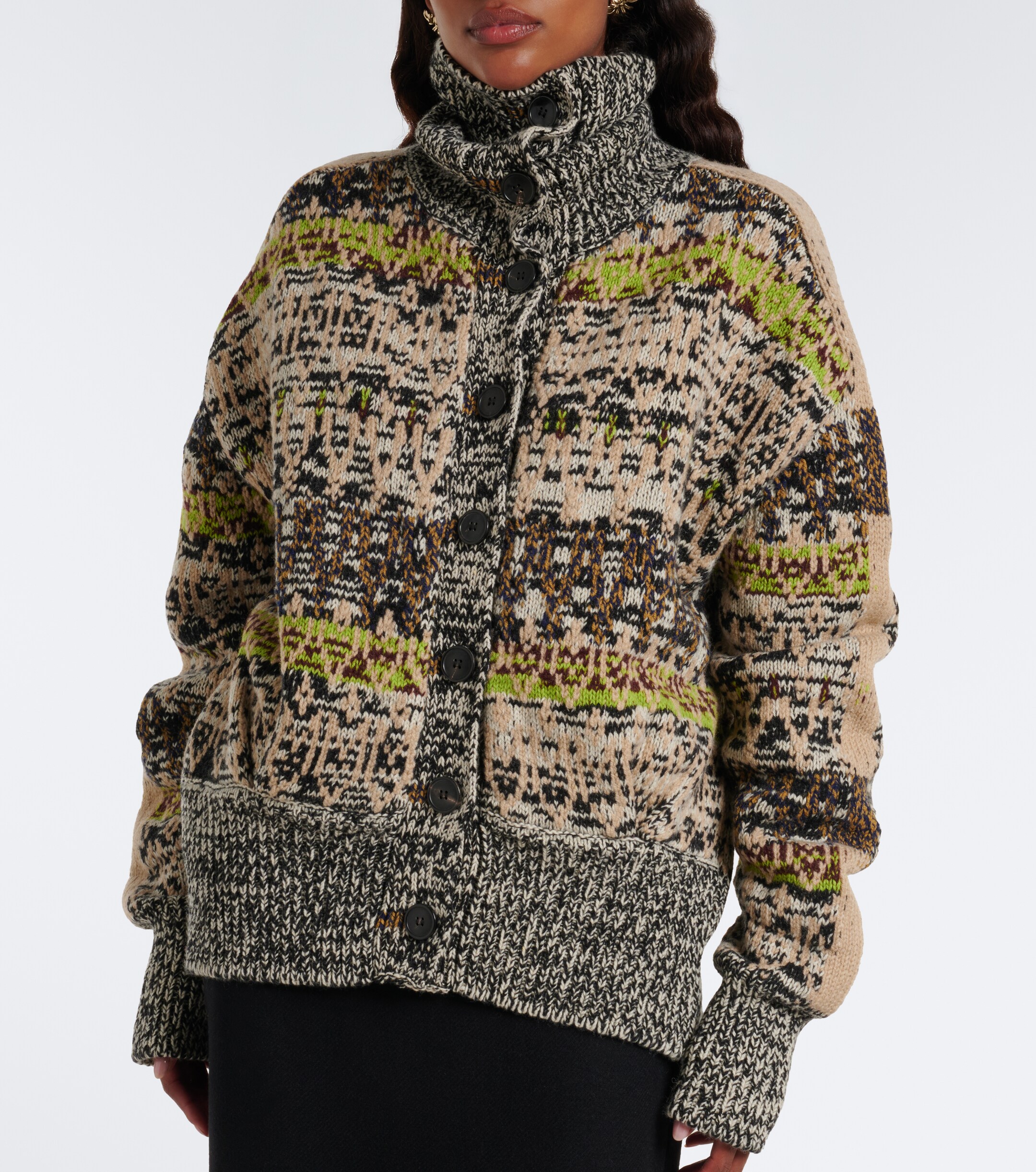 Dries Van Noten Dries Van Noten Jacquard wool and cashmere cardigan