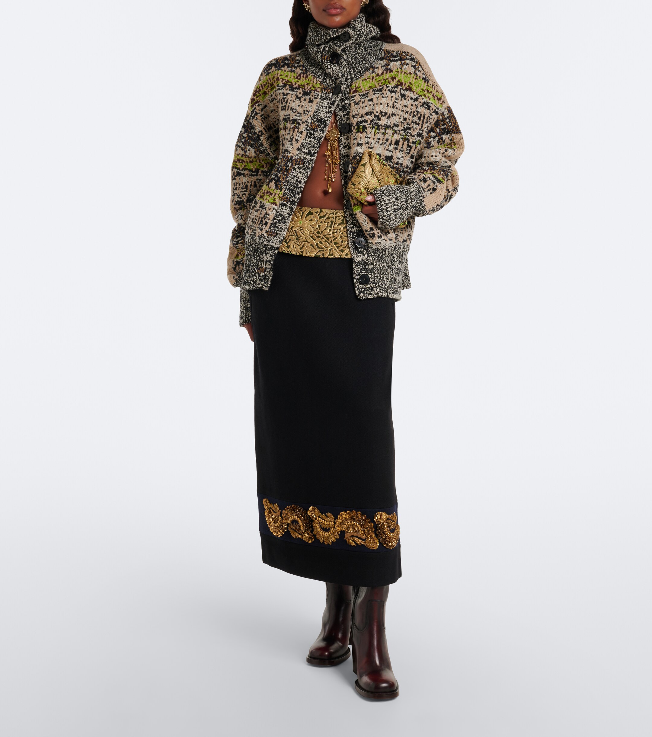 Dries Van Noten Dries Van Noten Jacquard wool and cashmere cardigan
