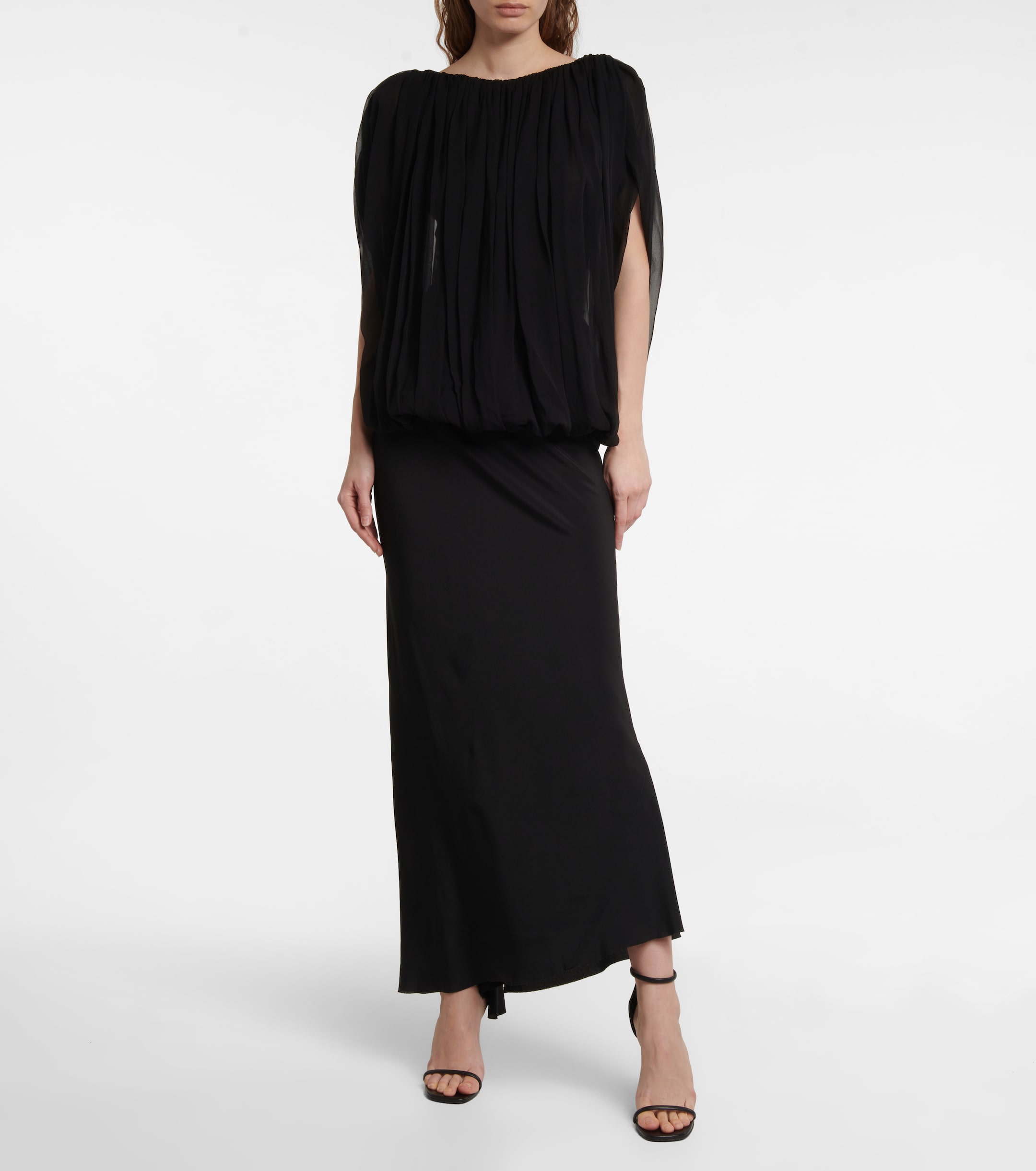 Rick Owens Gathered silk chiffon top