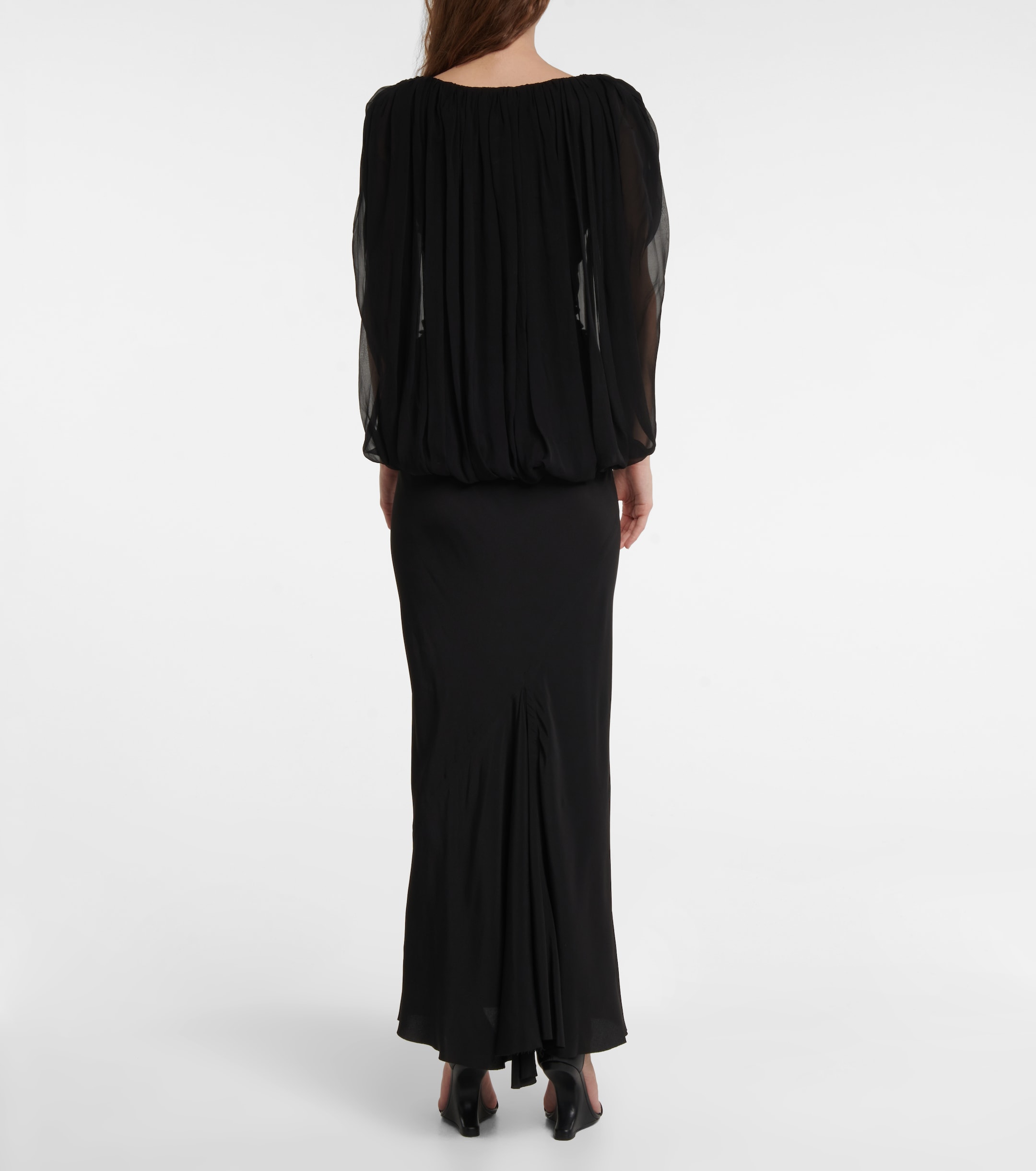 Rick Owens Gathered silk chiffon top