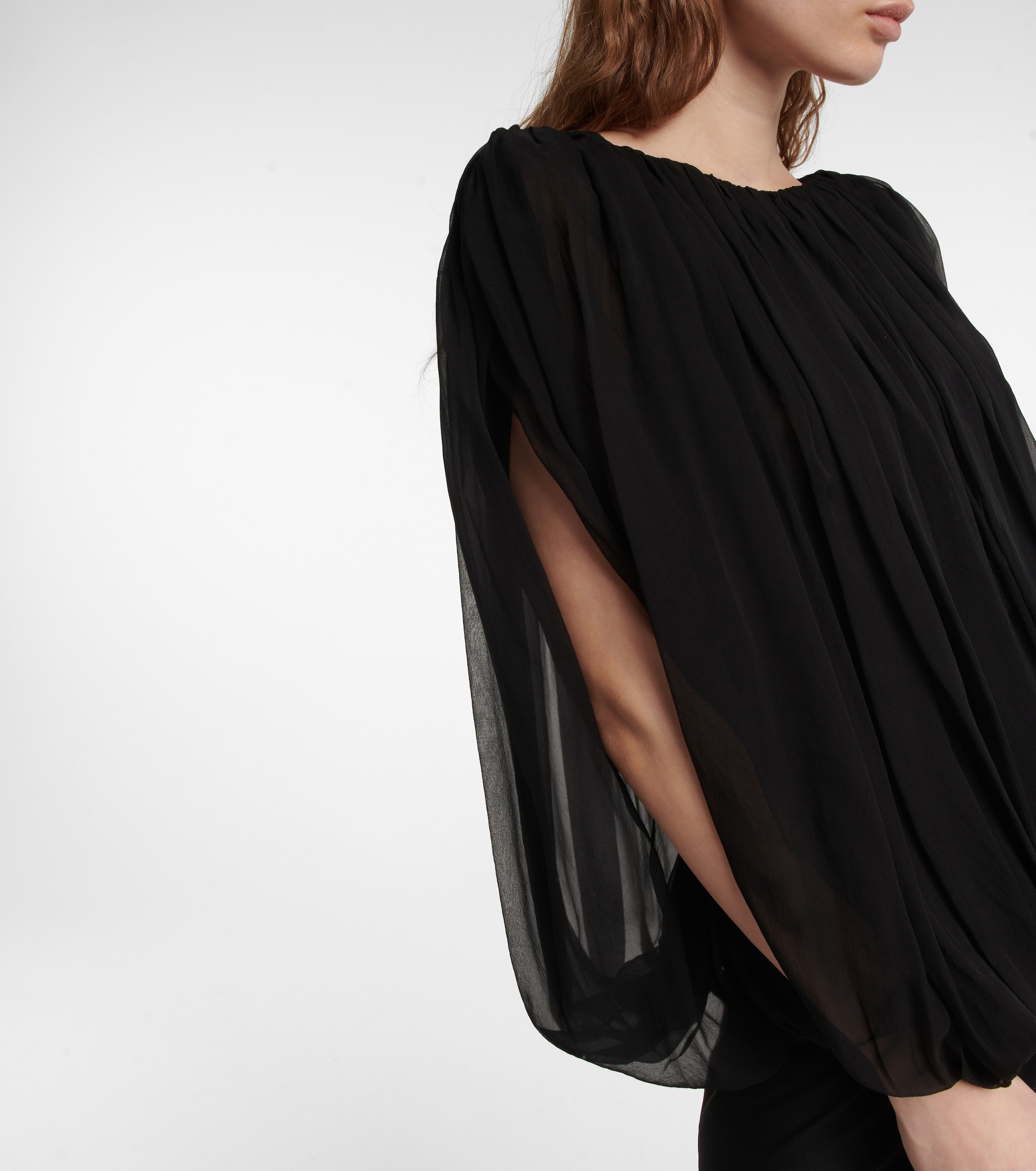 Rick Owens Gathered silk chiffon top