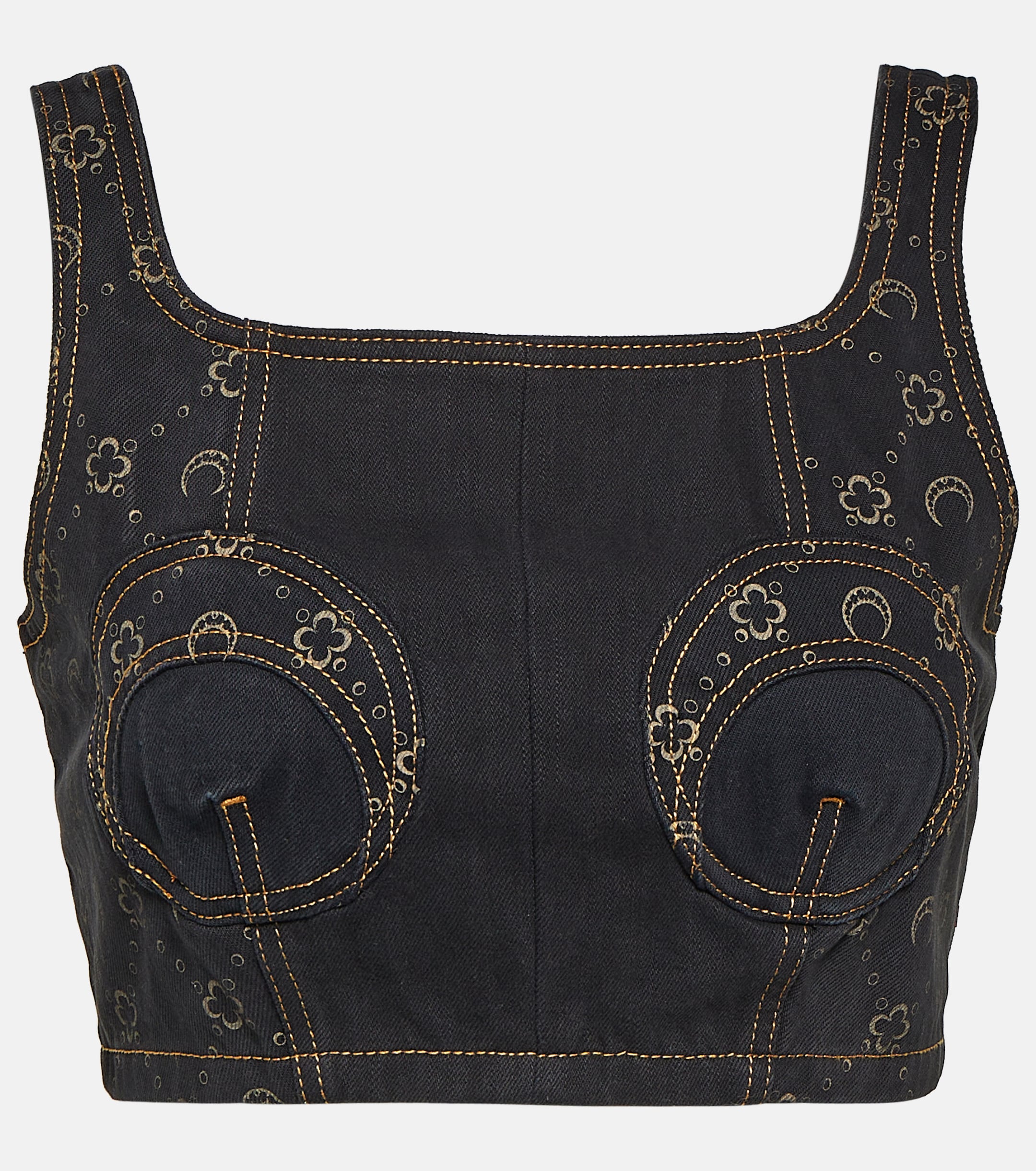 Marine Serre Regenerated cropped denim bustier