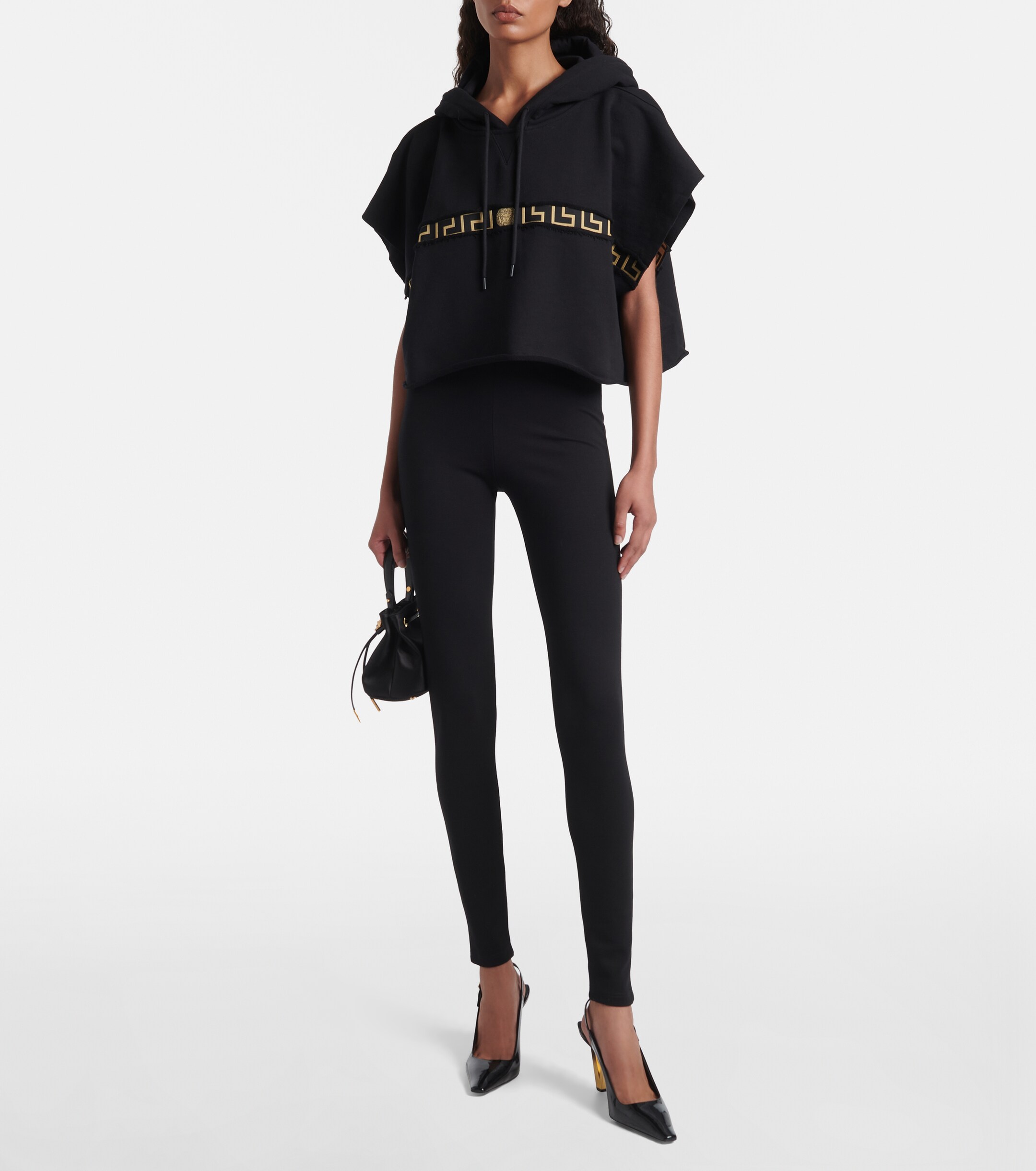 Versace Greca Border jersey cropped hoodie