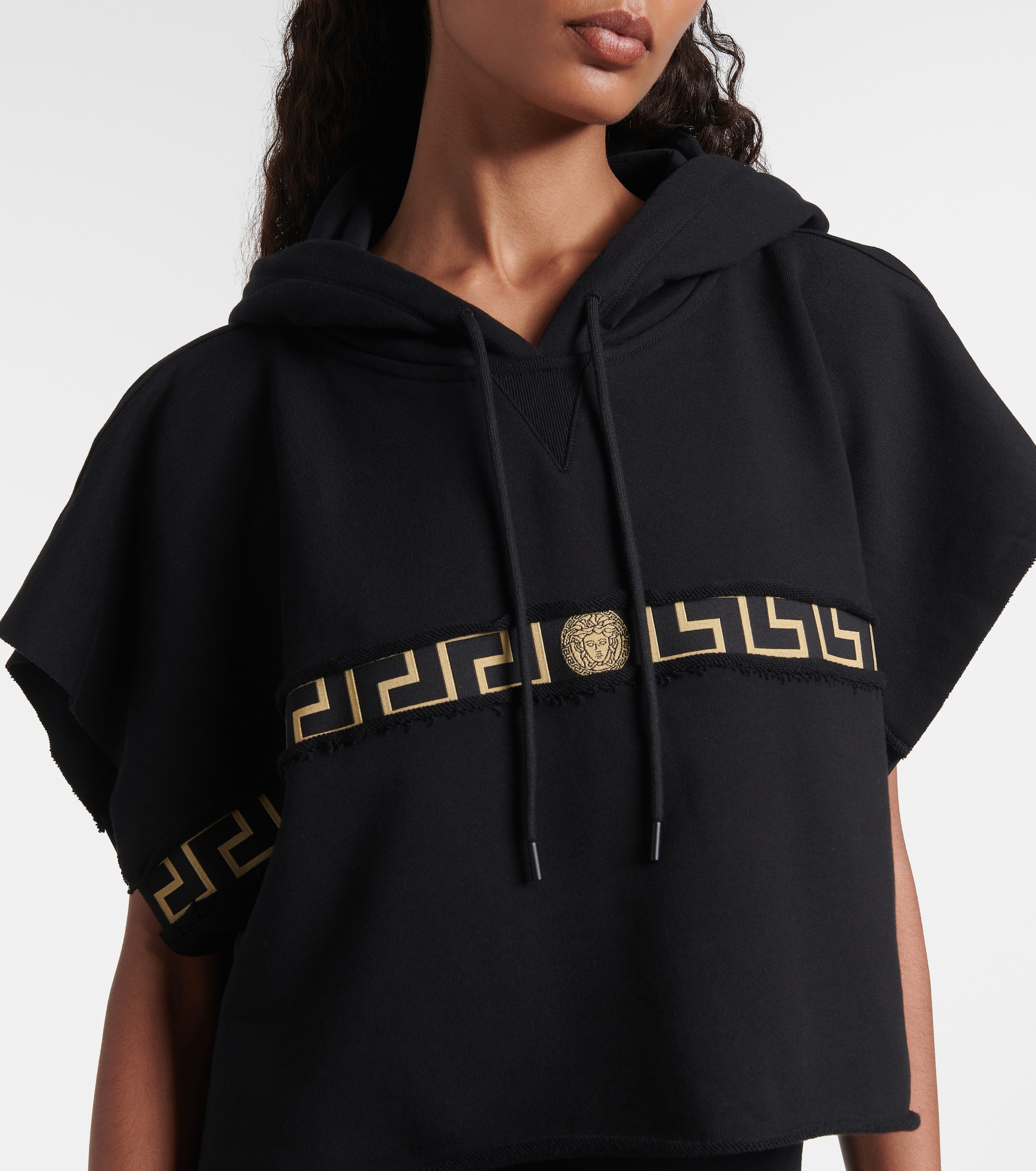 Versace Greca Border jersey cropped hoodie thumbnail