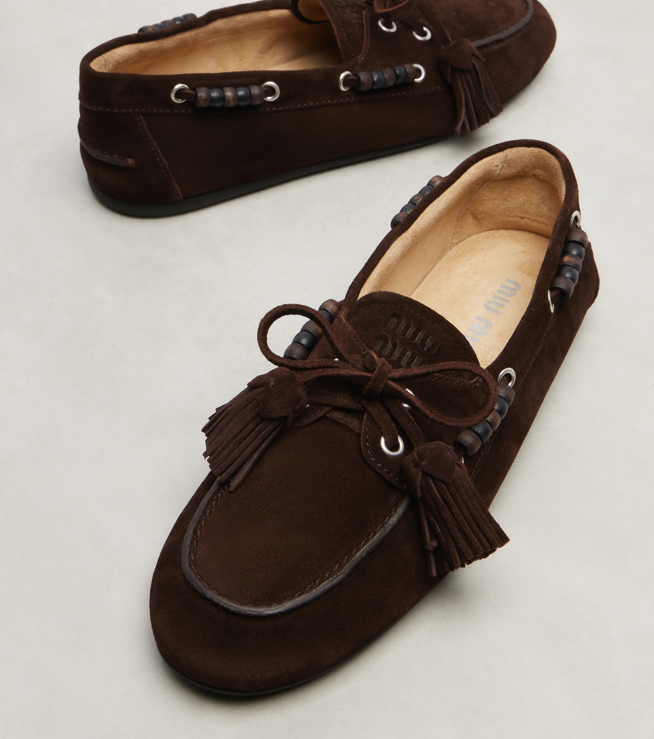 Miu Miu - Beaded suede loafers | Plush