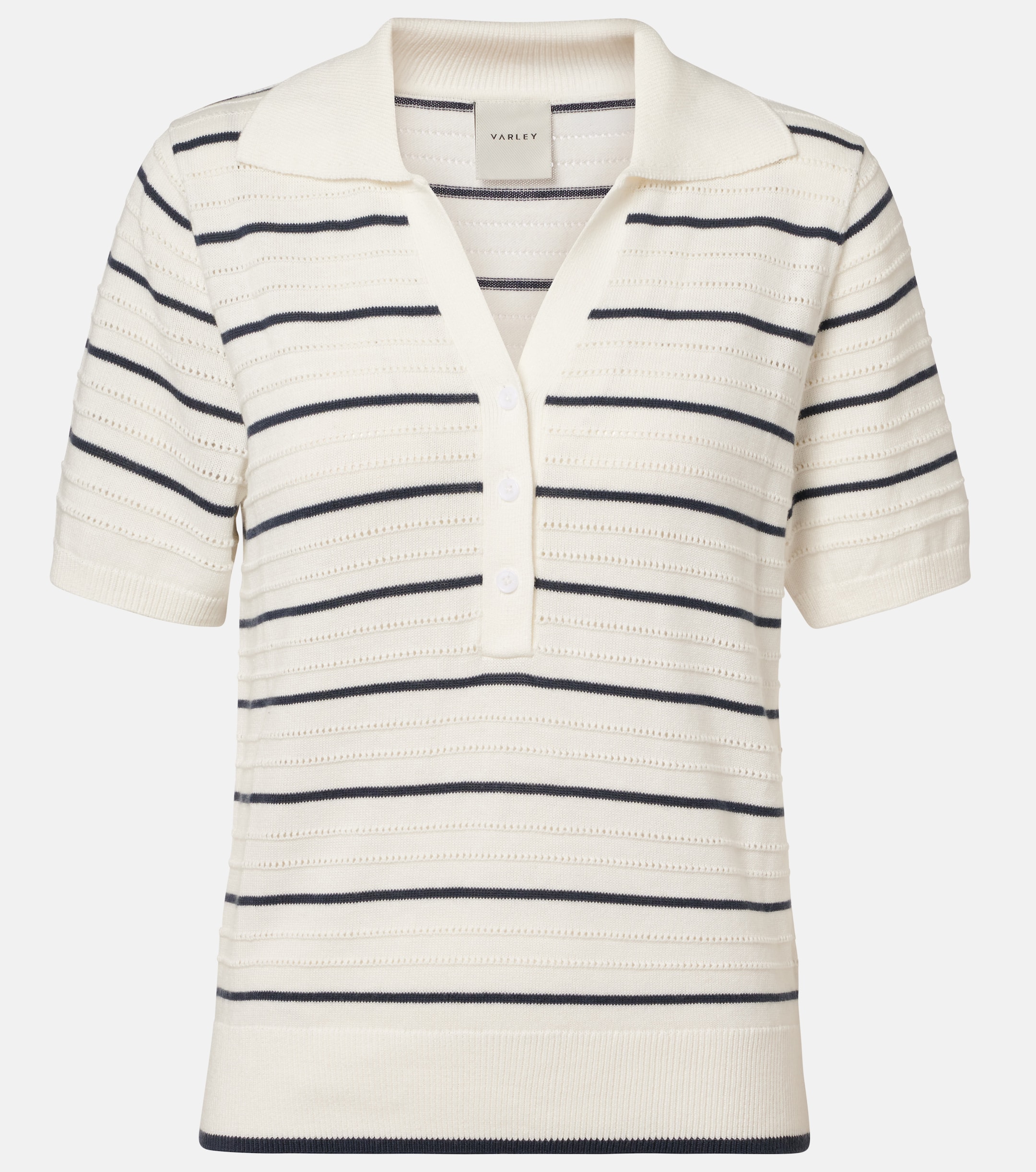 Varley Wren striped cotton-blend polo shirt