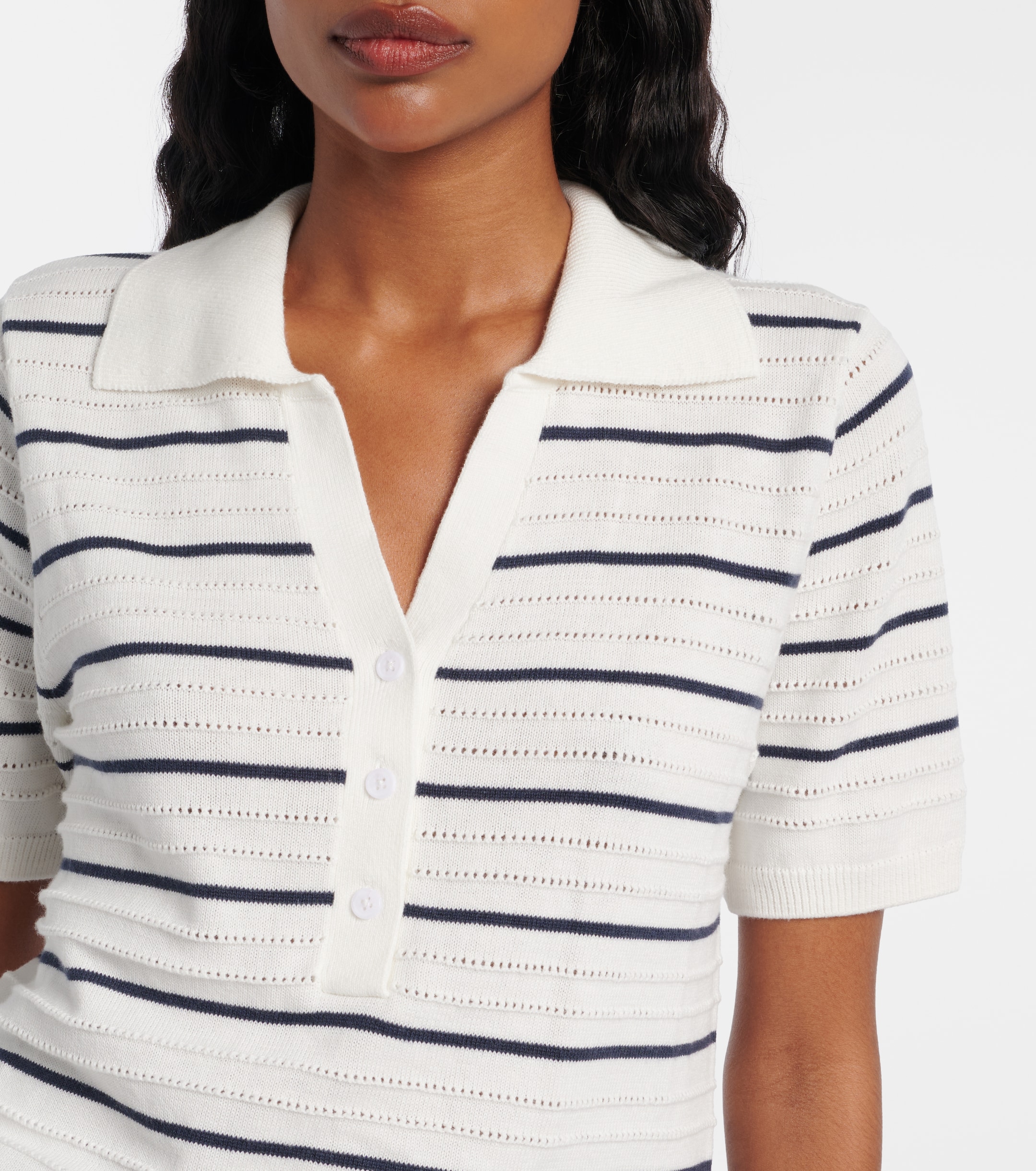 Varley Wren striped cotton-blend polo shirt