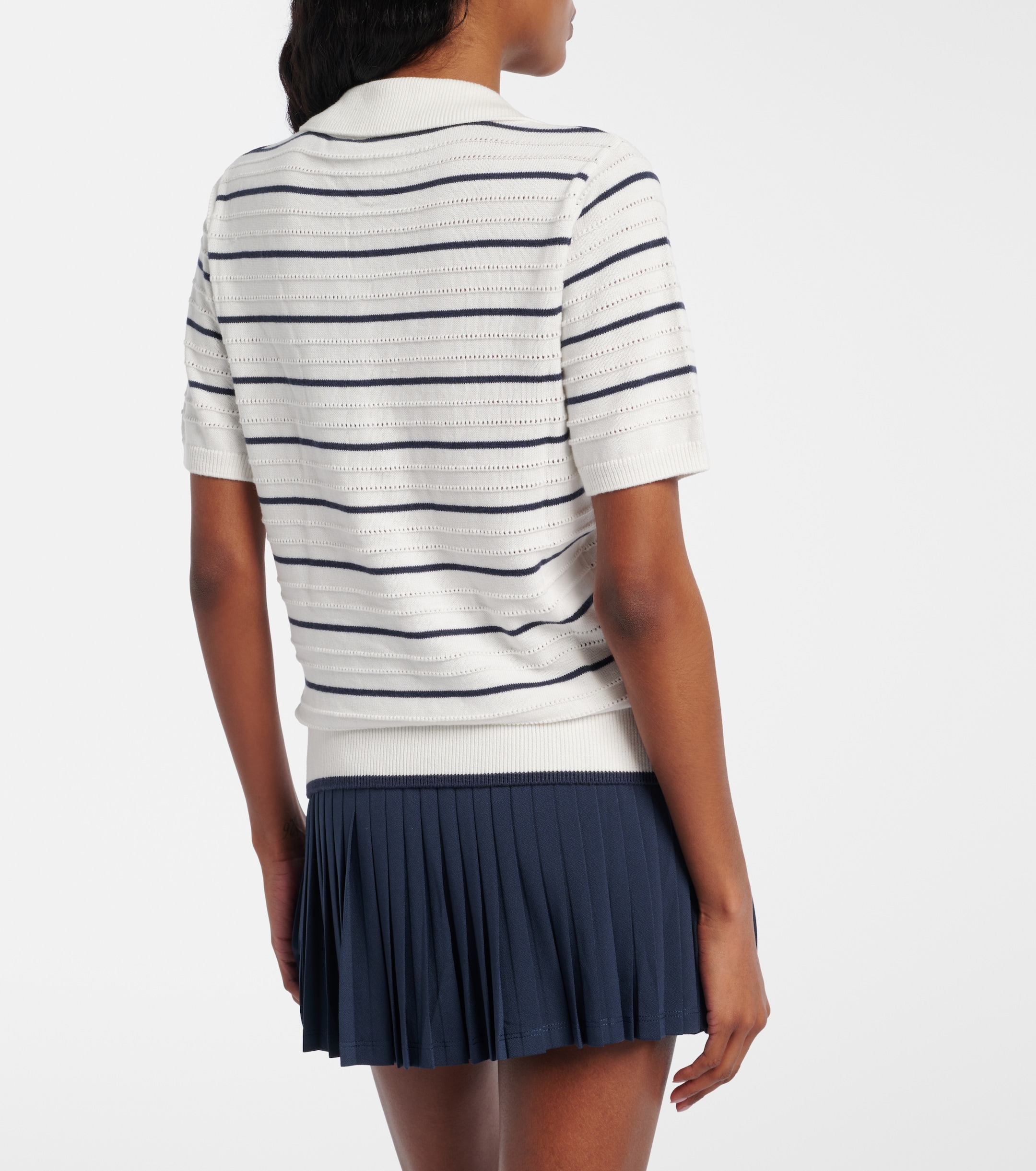 Varley Wren striped cotton-blend polo shirt