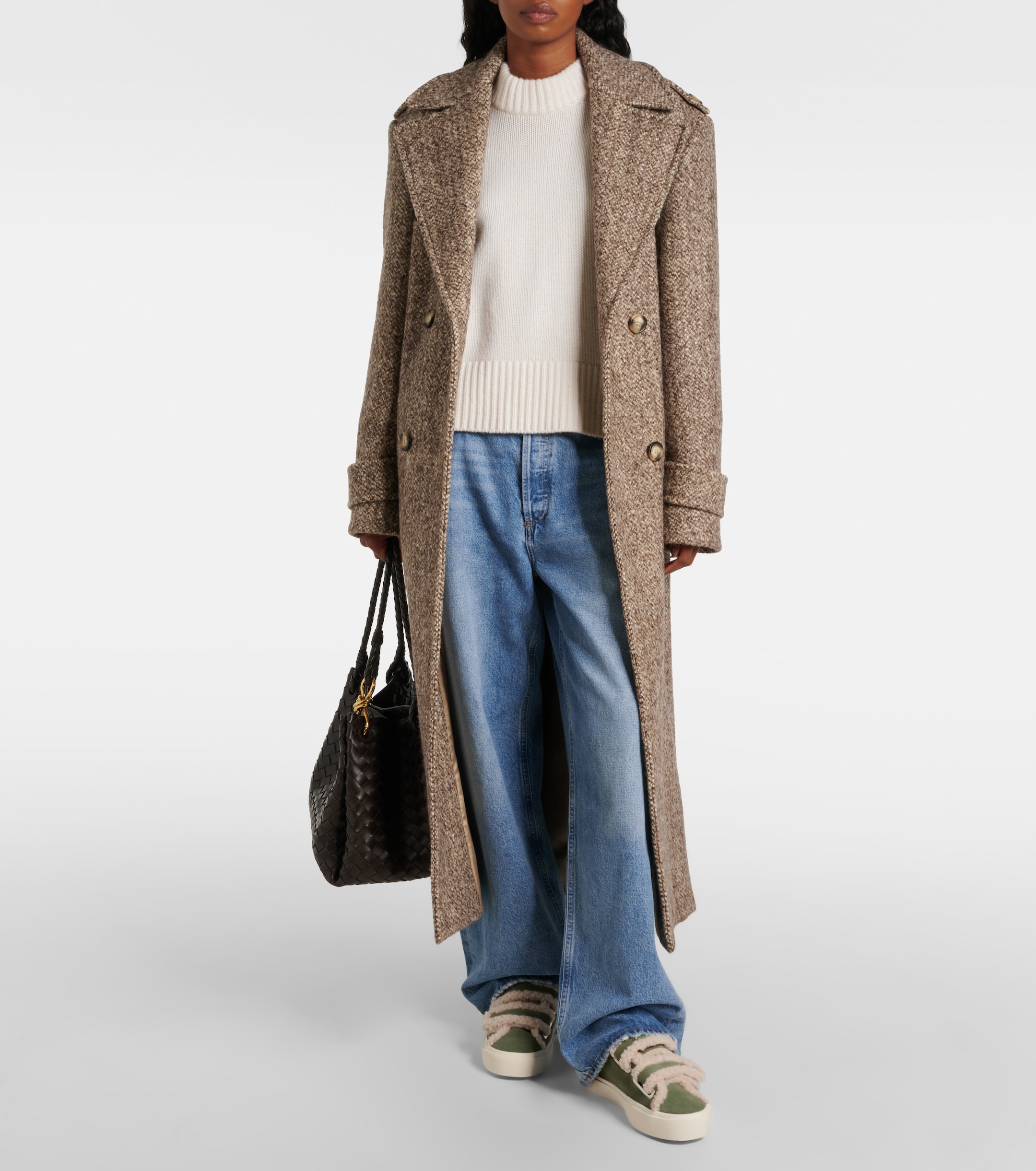 Inuikii Shearling-trimmed suede sneakers