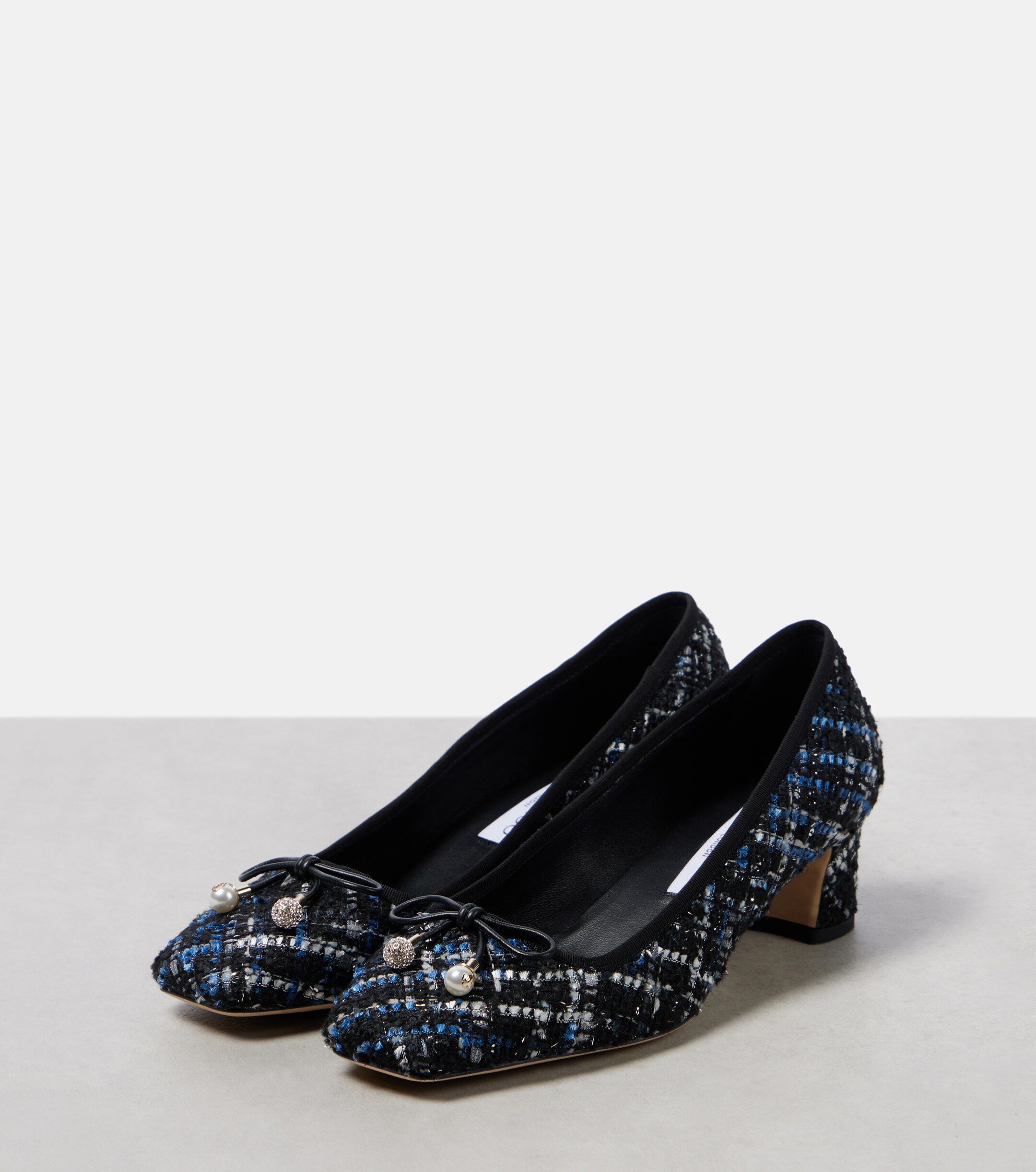 JIMMY CHOO Elme 45 bow-detail tweed pumps