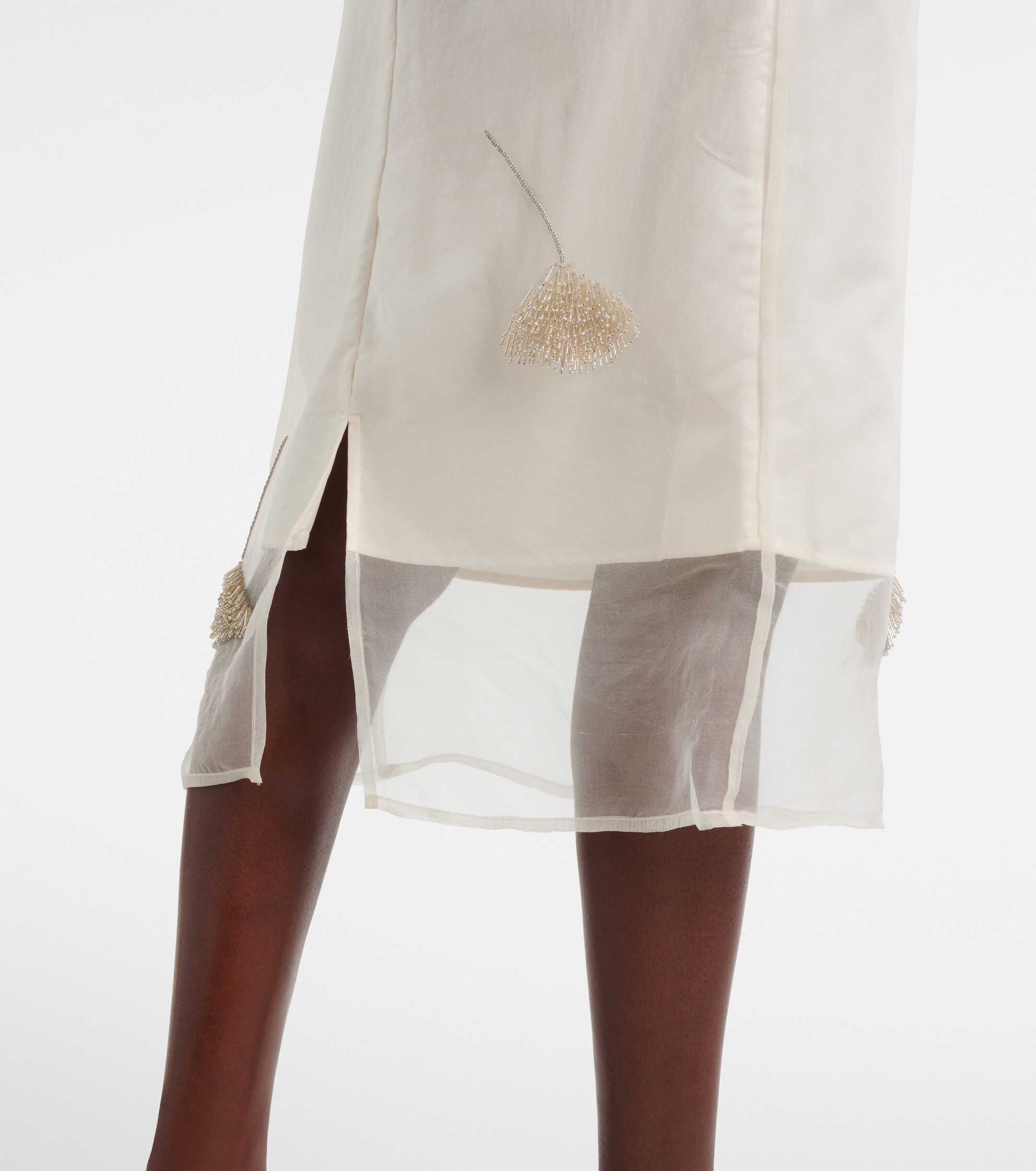 Róhe Beaded silk organza pencil skirt