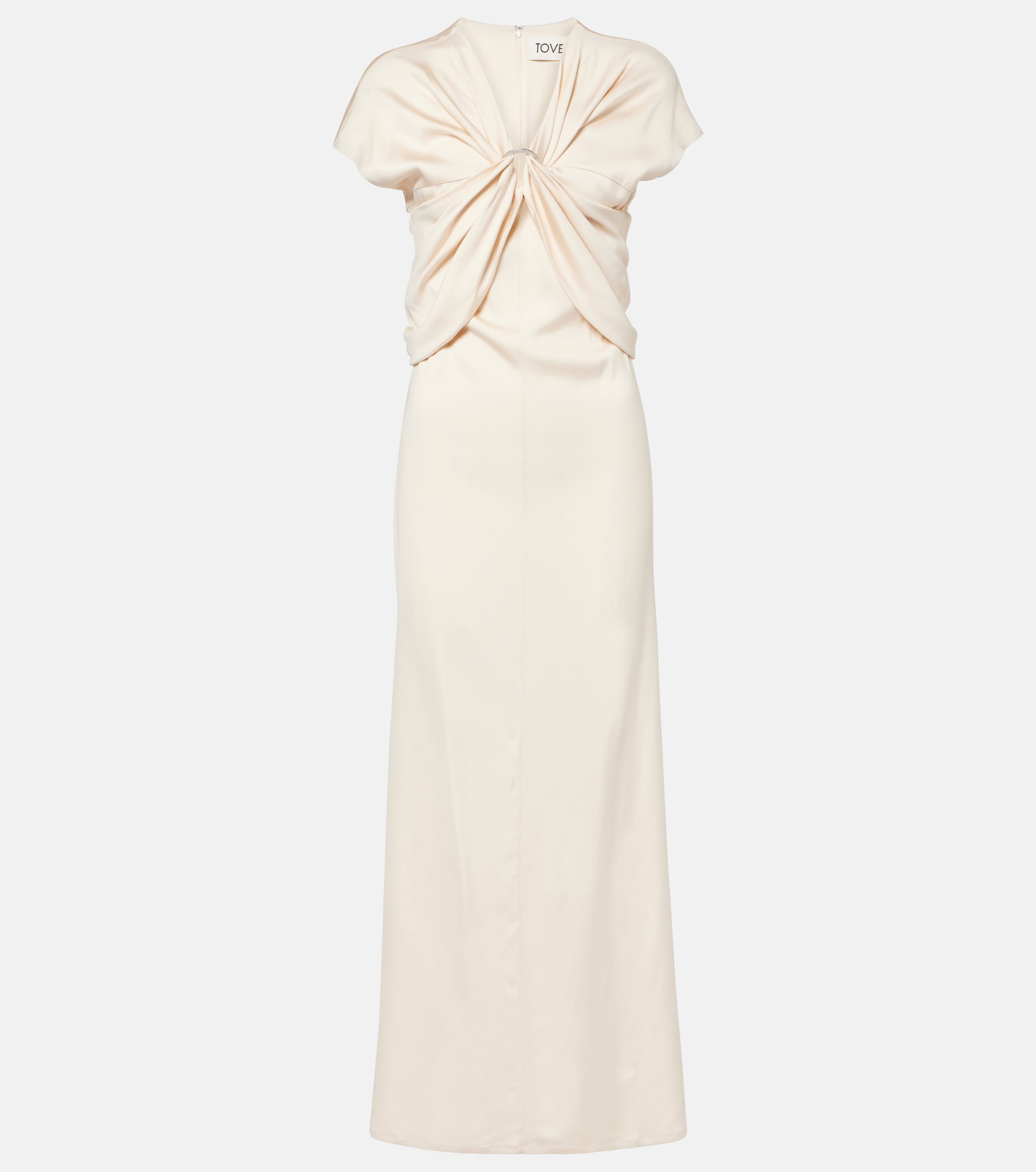 tove erin gathered silk crepe maxi dress Erin Dress Sand TOVE Studio
