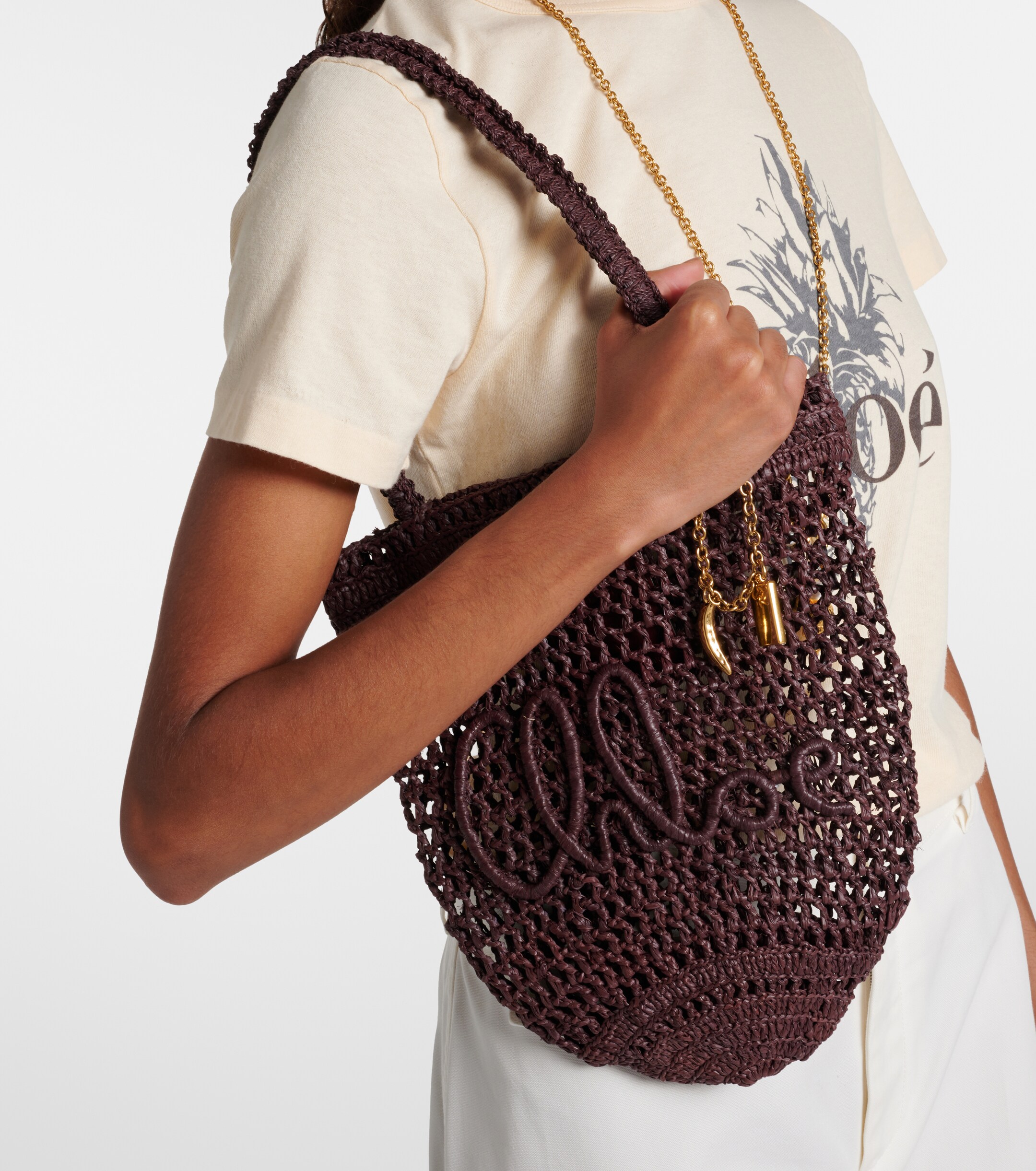 Chloé Summer Banana Small raffia tote bag