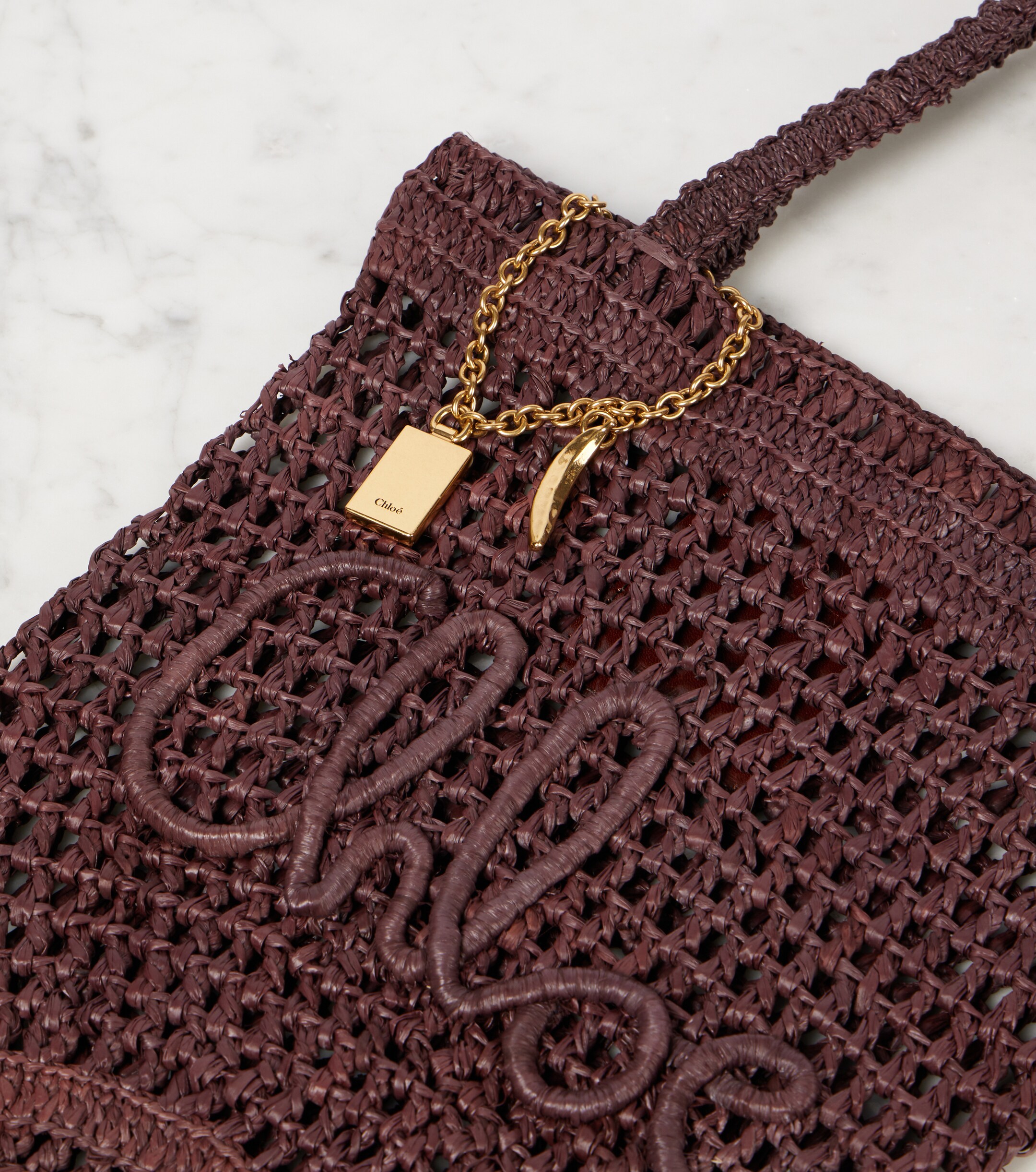 Chloé Summer Banana Small raffia tote bag
