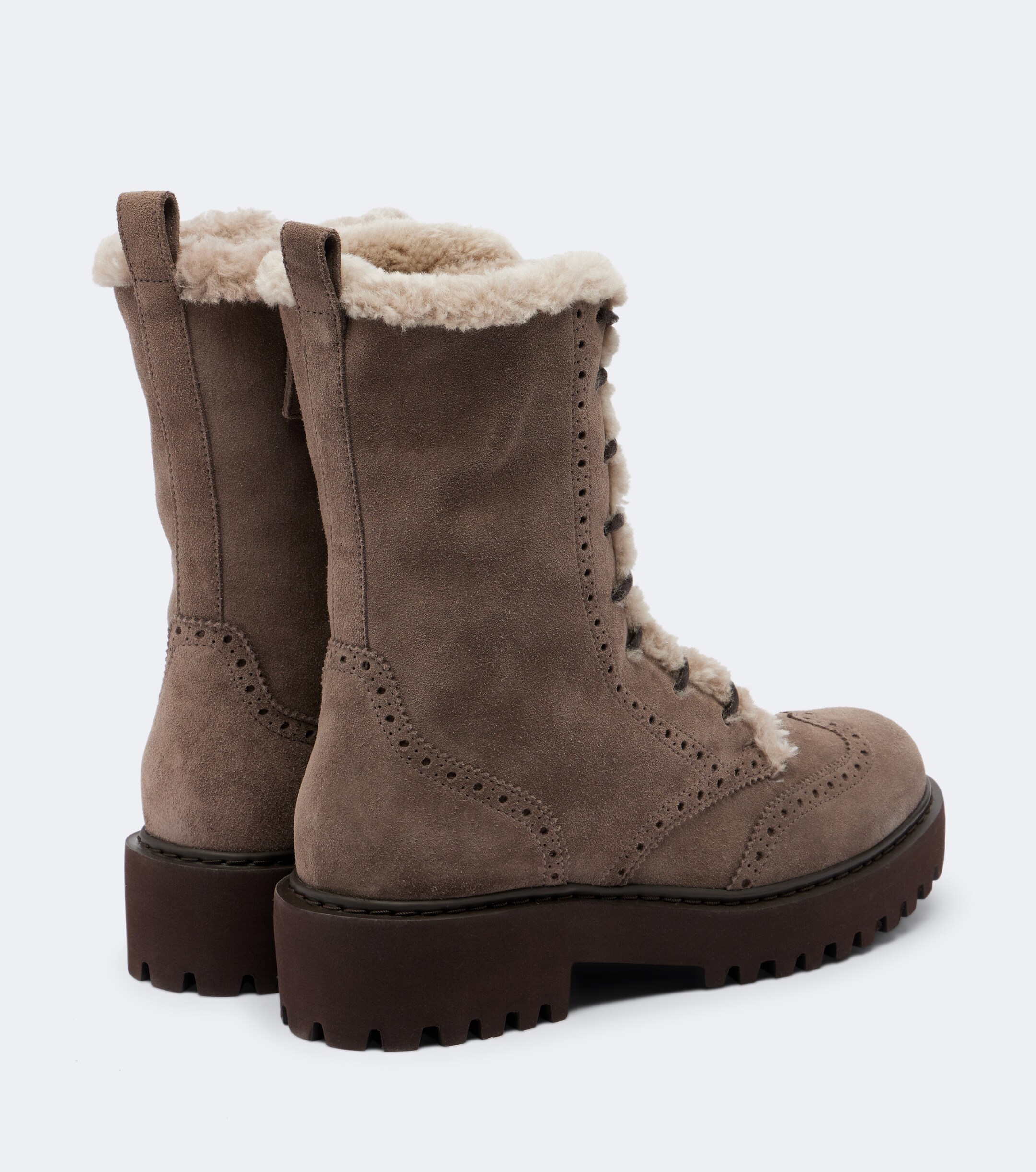 Brunello Cucinelli Brunello Cucinelli Shearling-trimmed suede lace-up boots