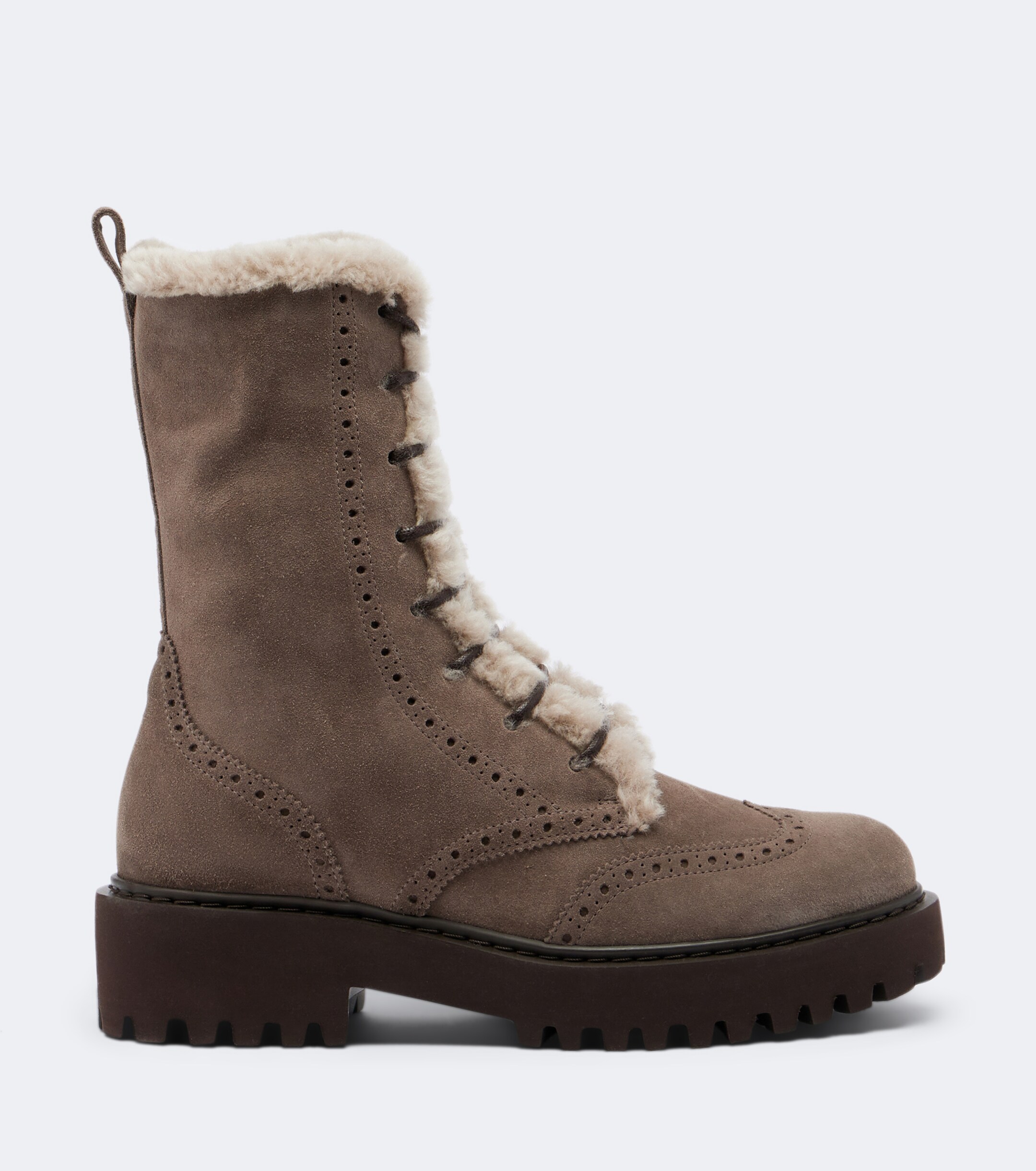Brunello Cucinelli Brunello Cucinelli Shearling-trimmed suede lace-up boots