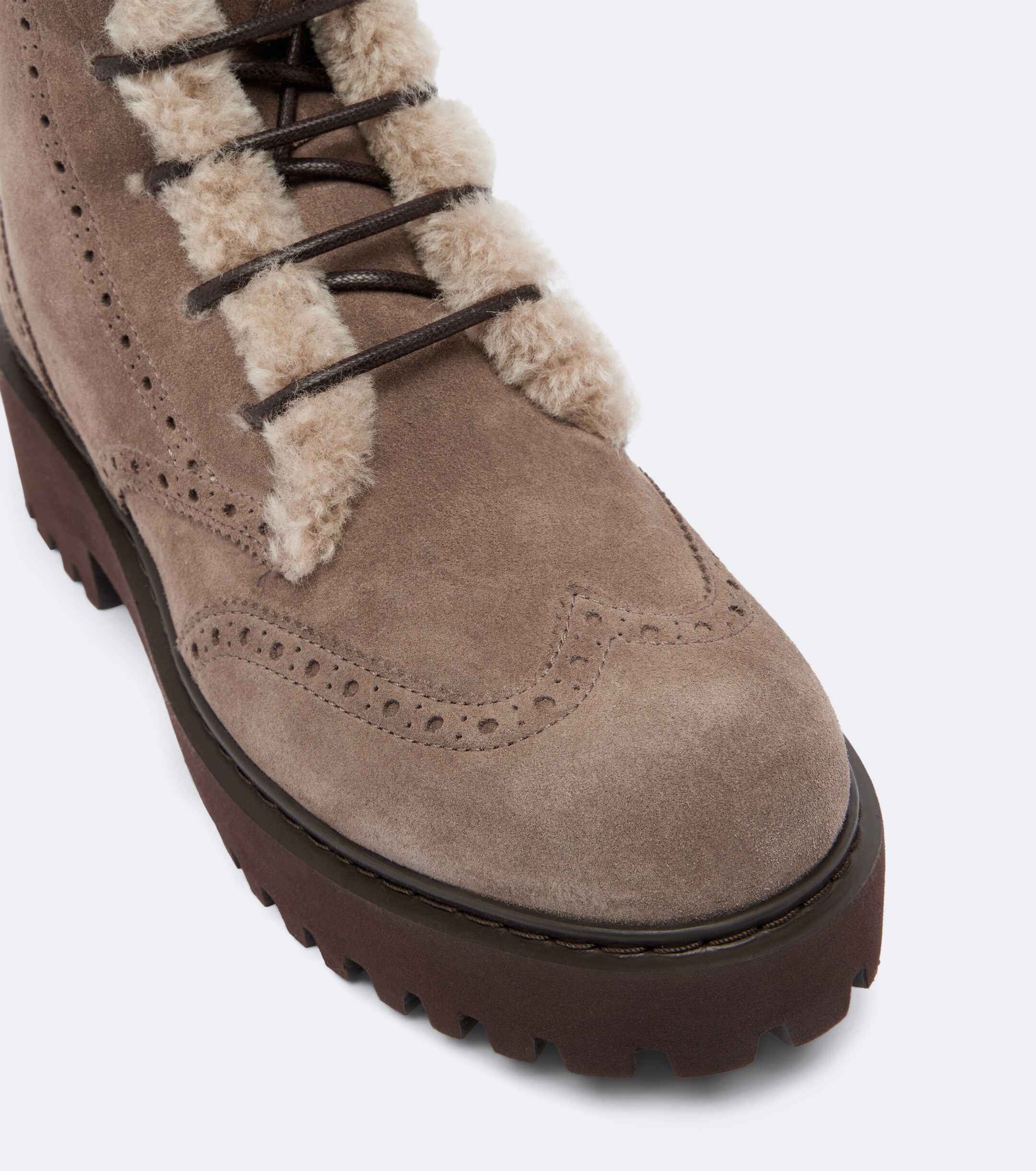 Brunello Cucinelli Brunello Cucinelli Shearling-trimmed suede lace-up boots
