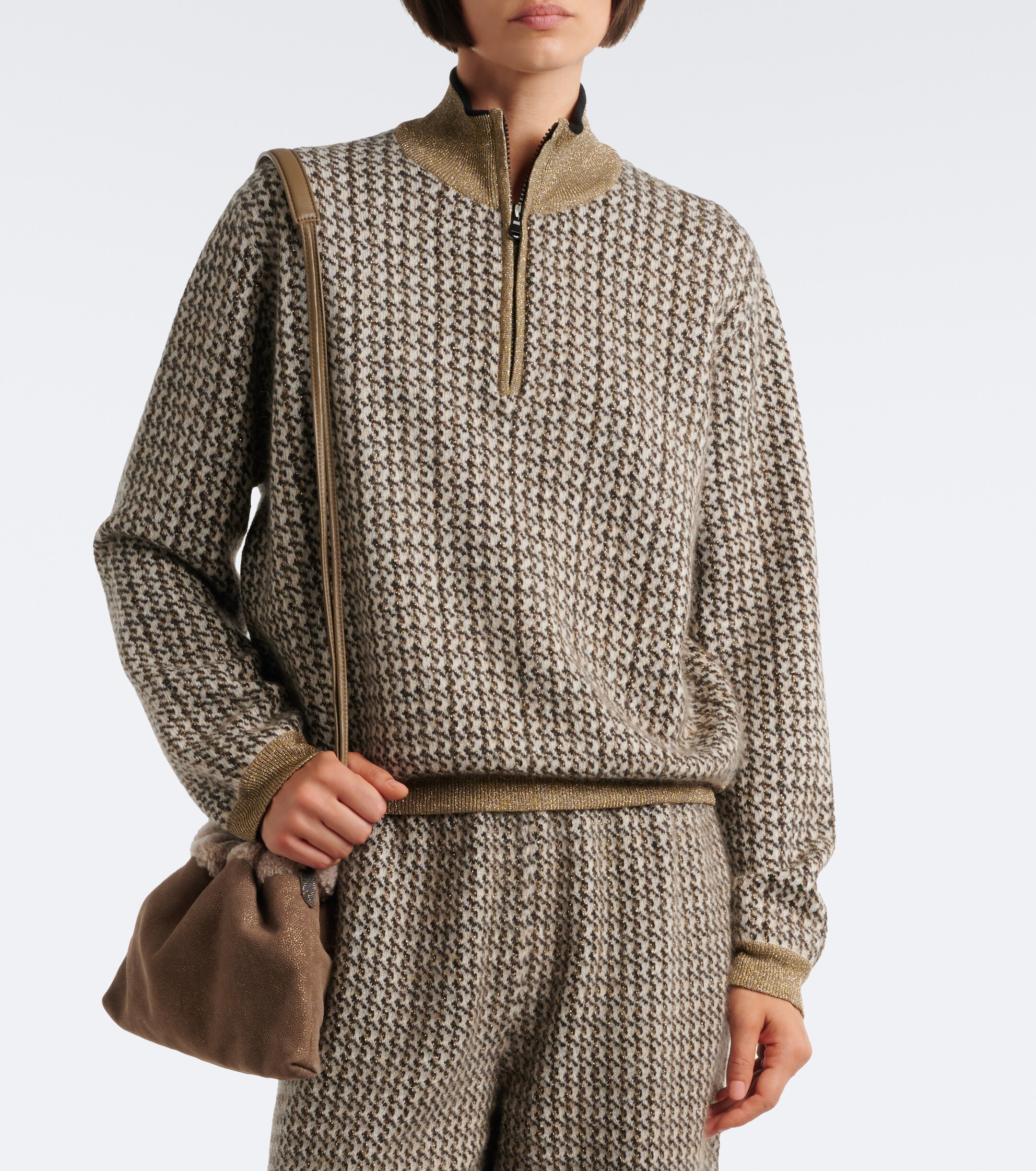 Brunello Cucinelli Brunello Cucinelli Lamé mohair, wool, cashmere, and silk-blend sweater