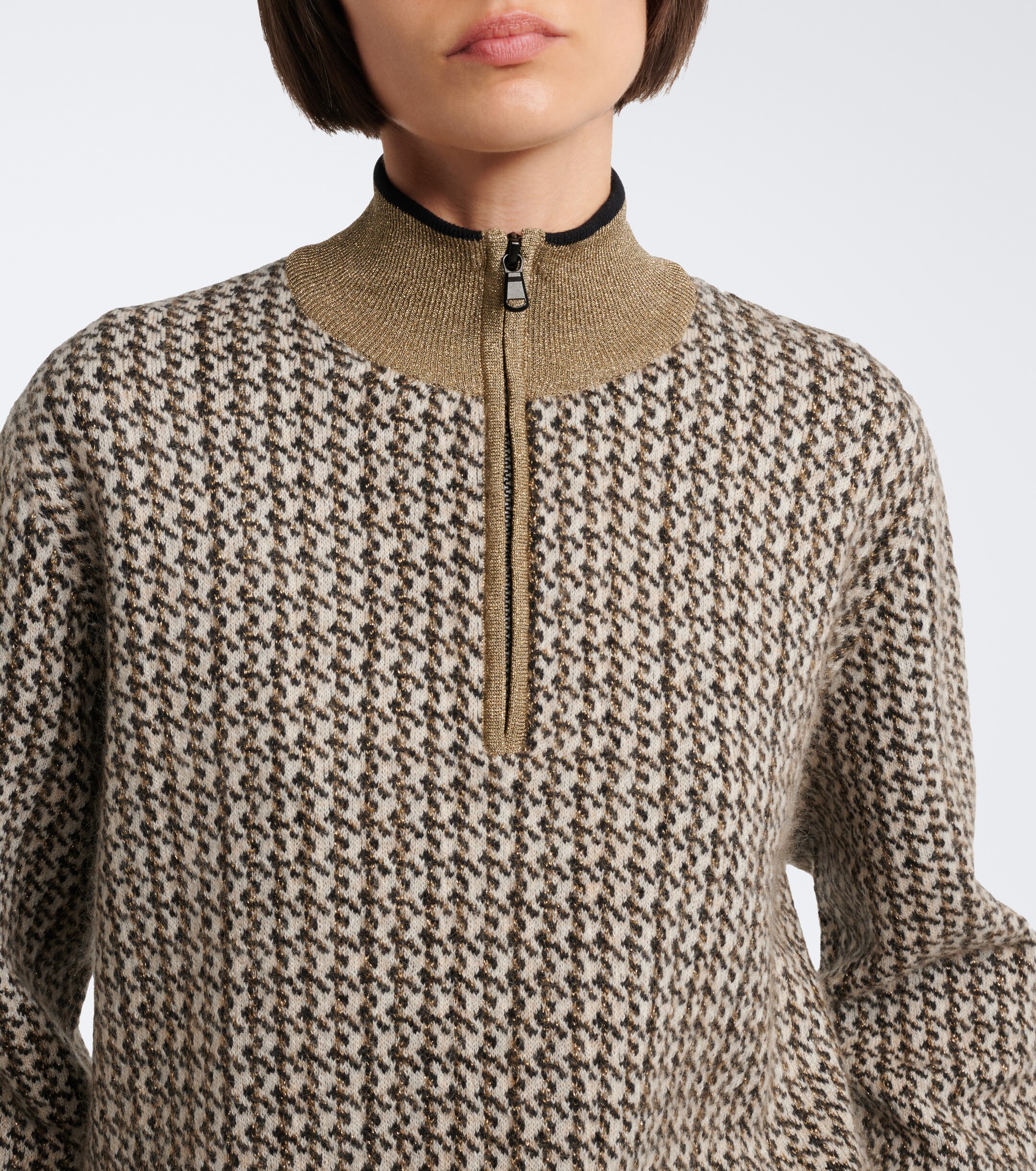 Brunello Cucinelli Brunello Cucinelli Lamé mohair, wool, cashmere, and silk-blend sweater