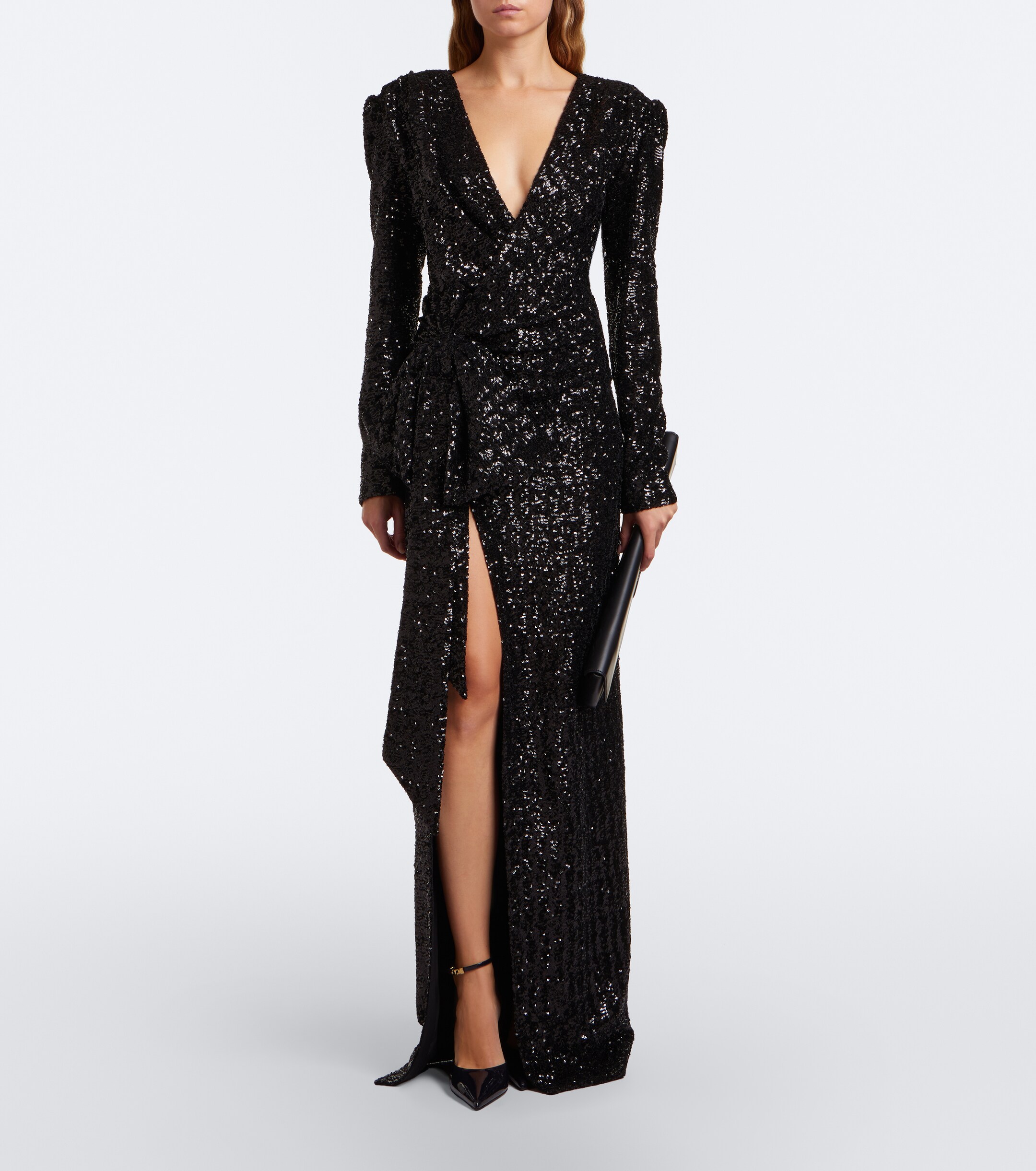 Balmain Balmain Bow-detail sequined gown