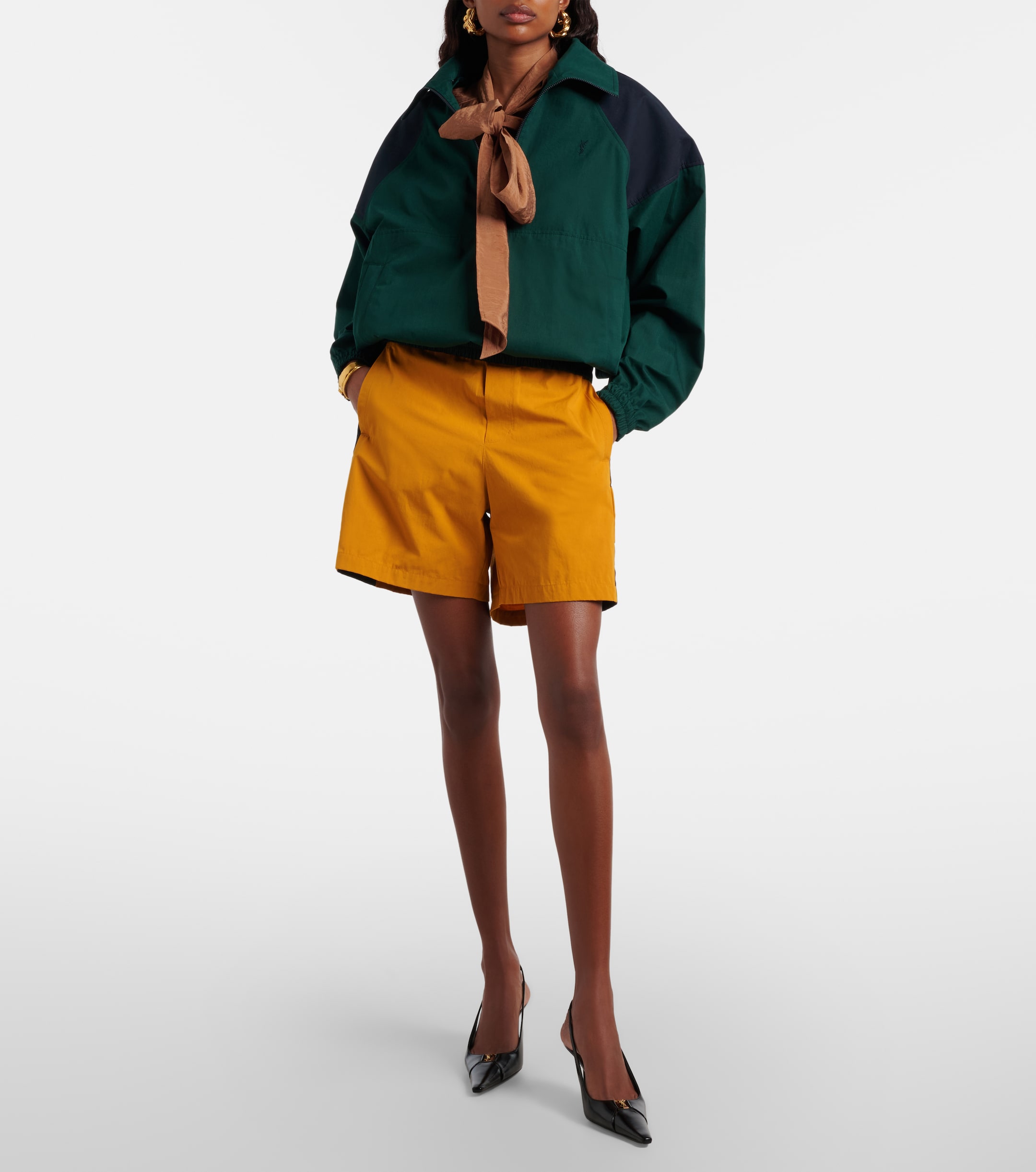 Saint Laurent Cassandre cotton canvas half-zip jacket