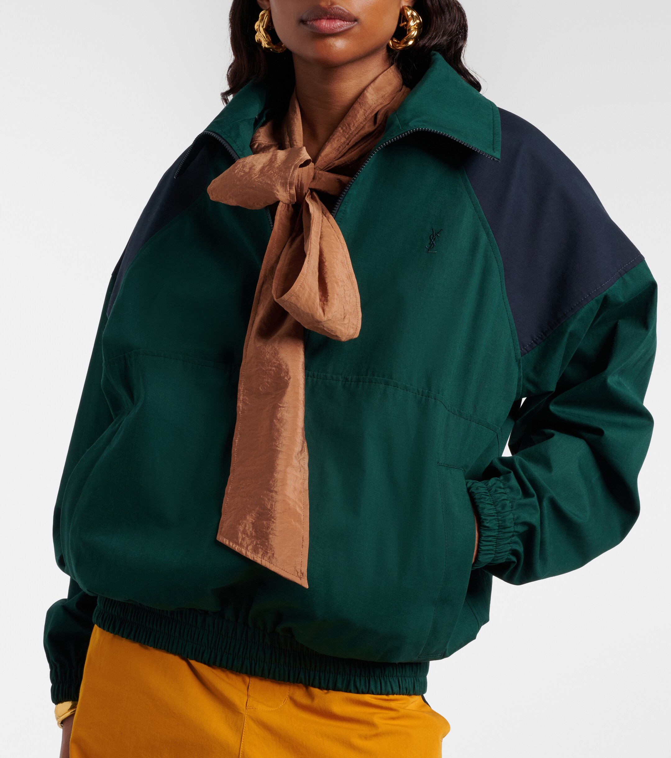 Saint Laurent Cassandre cotton canvas half-zip jacket