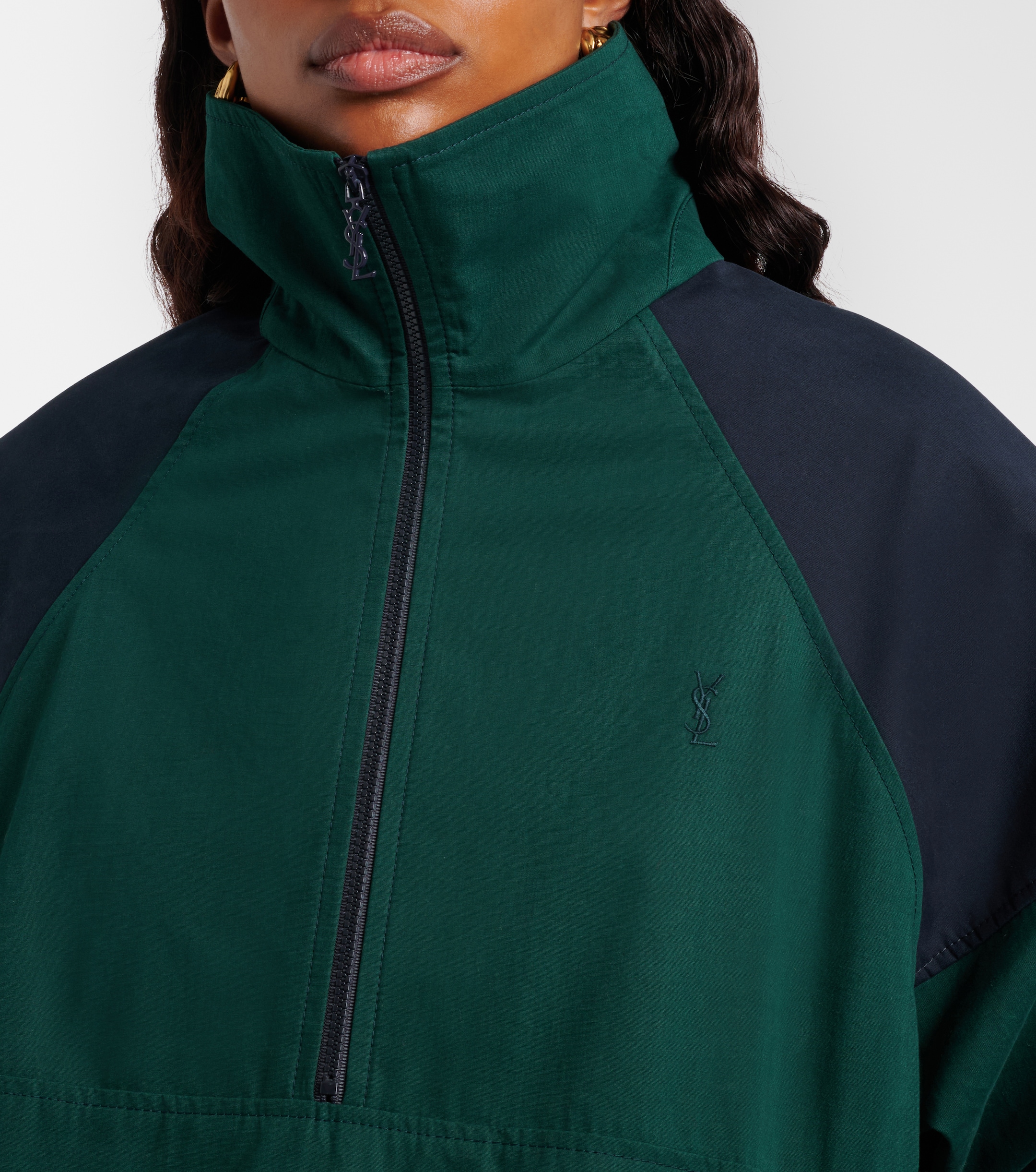 Saint Laurent Cassandre cotton canvas half-zip jacket