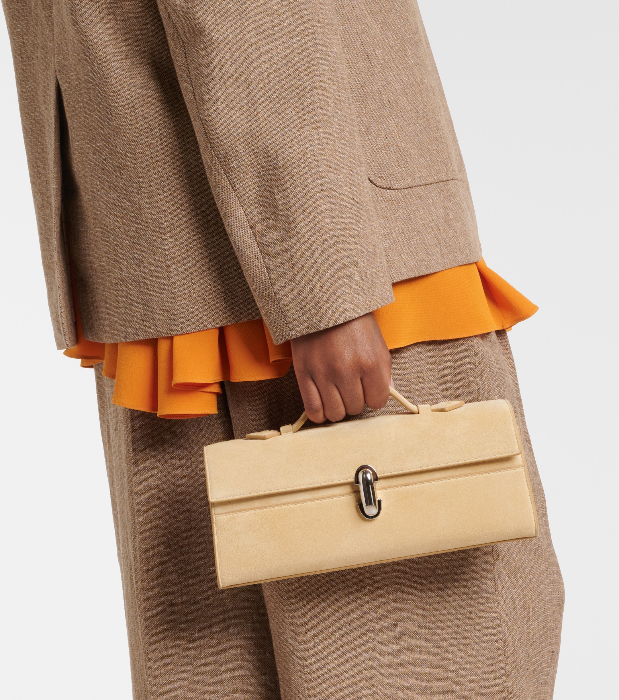 Savette Symmetry Slim suede top-handle bag thumbnail