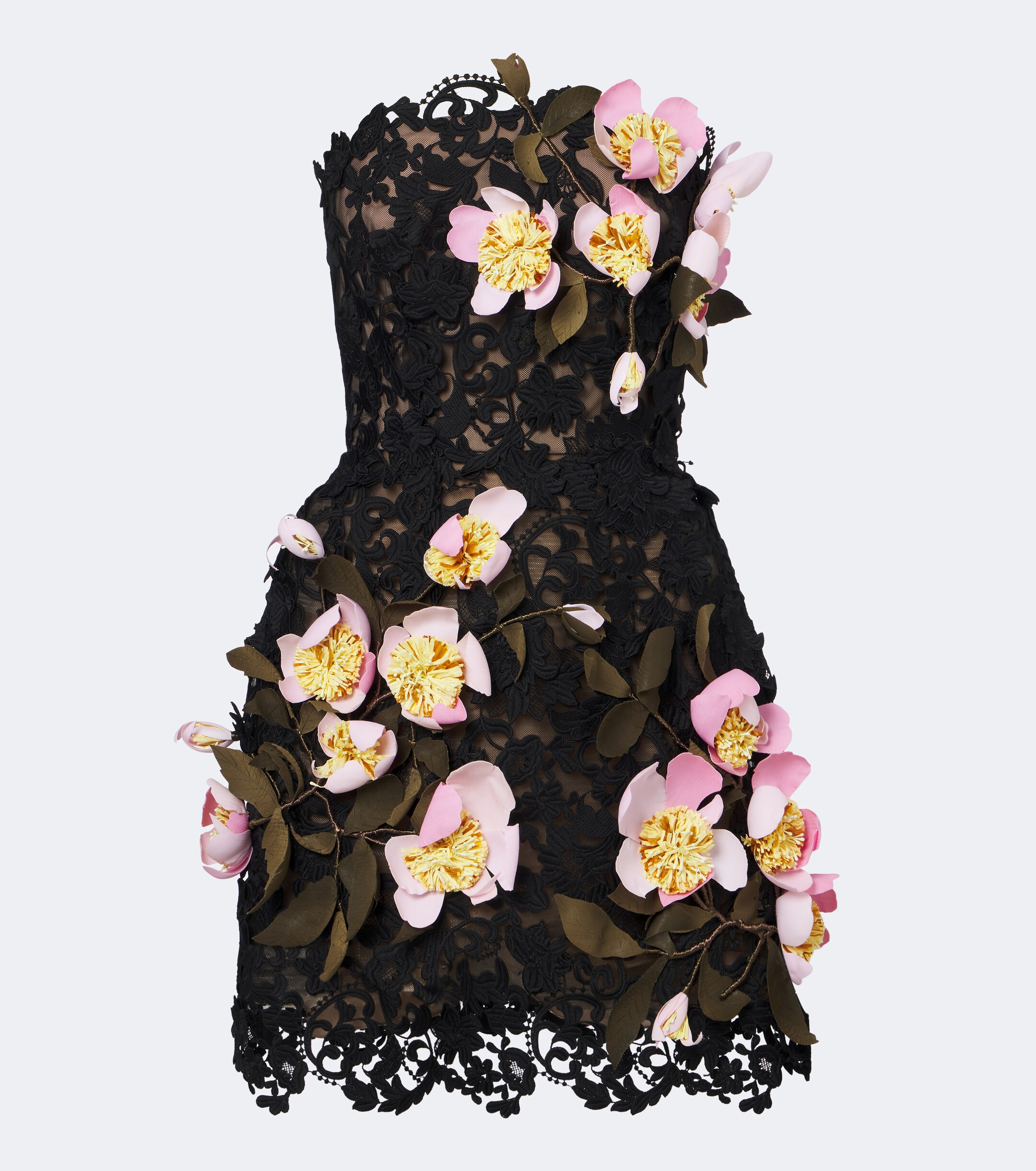 Oscar de la Renta Oscar de la Renta Floral-appliqué guipure lace bustier dress