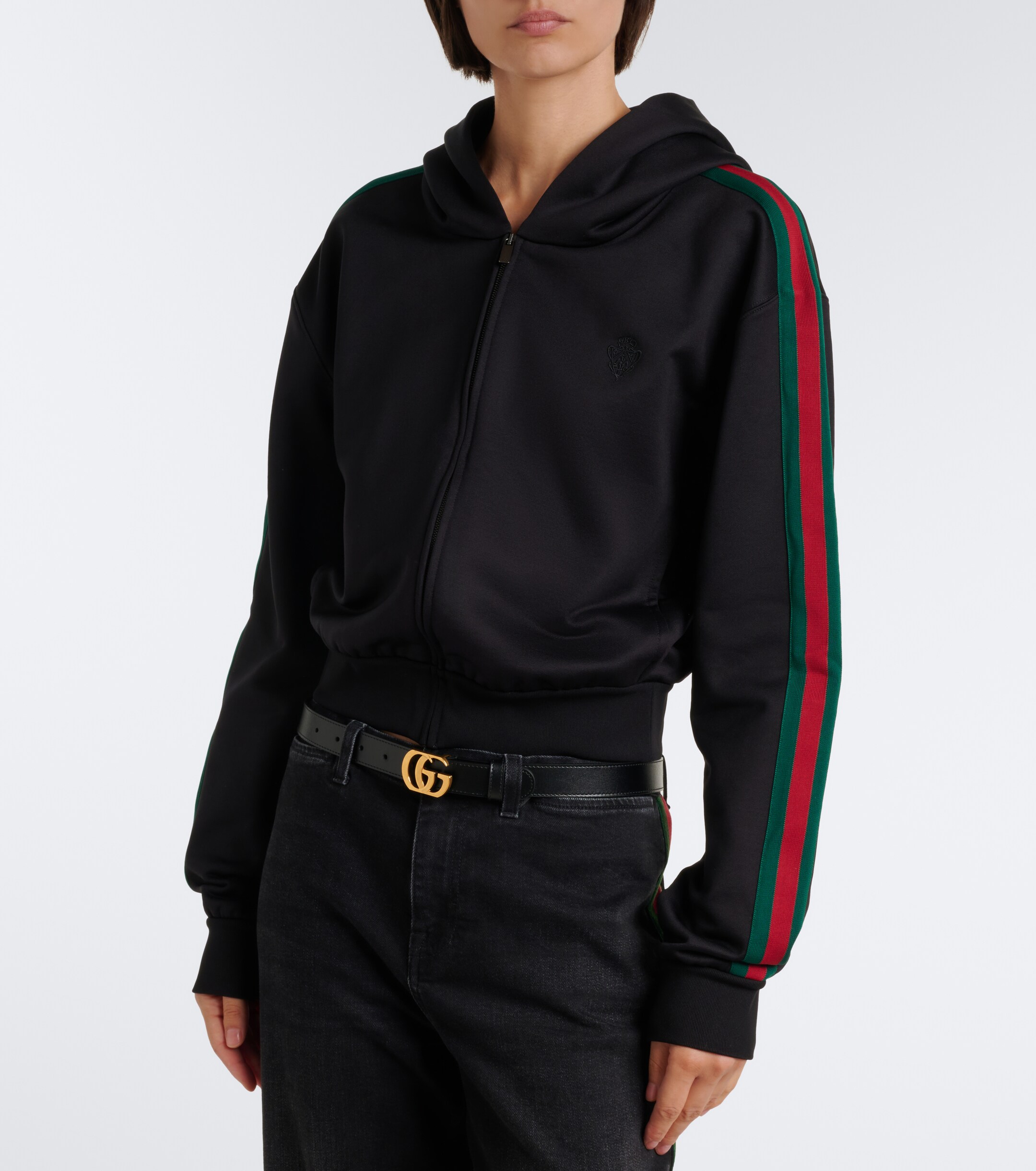 Gucci Gucci Web Stripe jersey zip-up hoodie