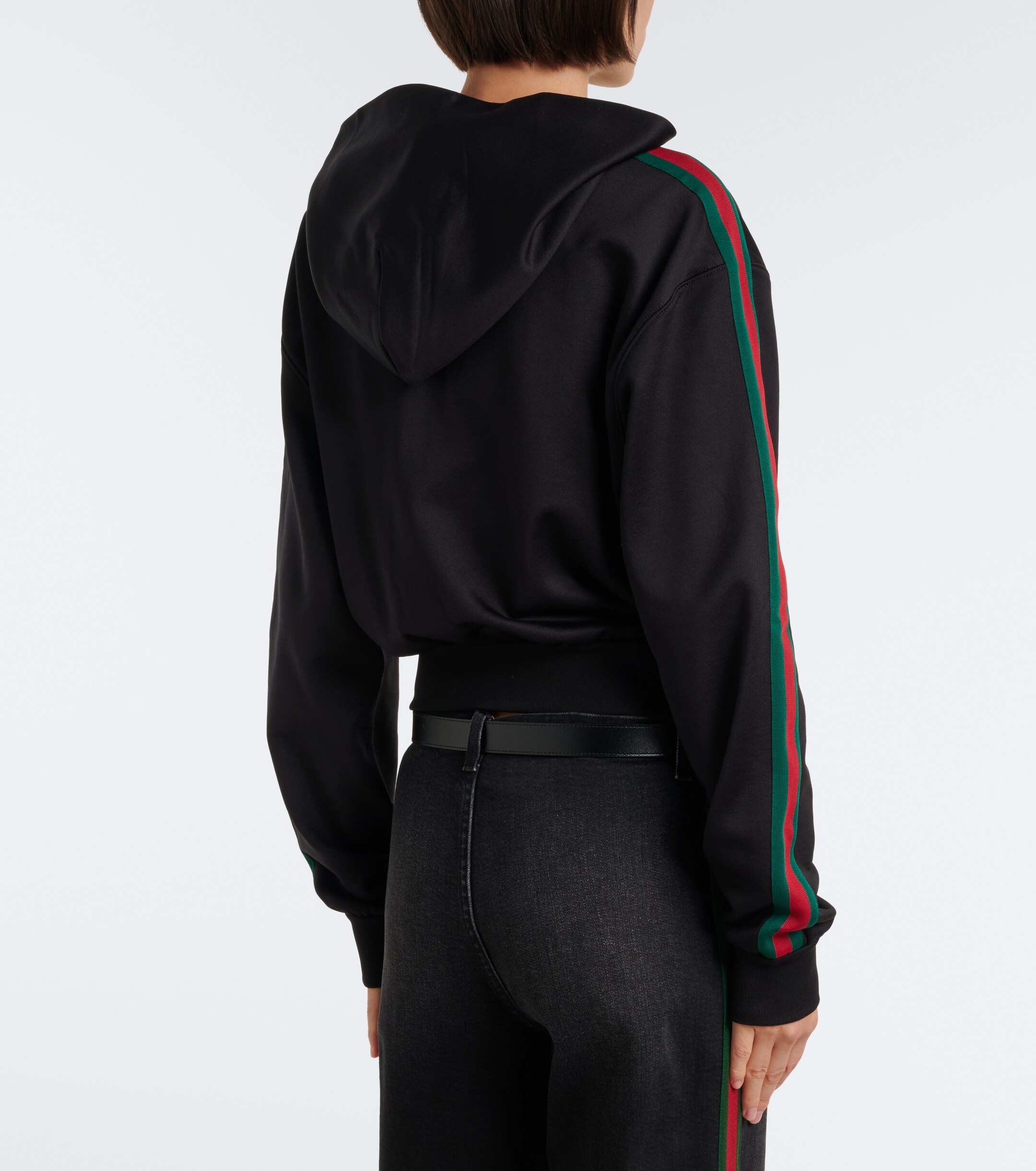 Gucci Gucci Web Stripe jersey zip-up hoodie