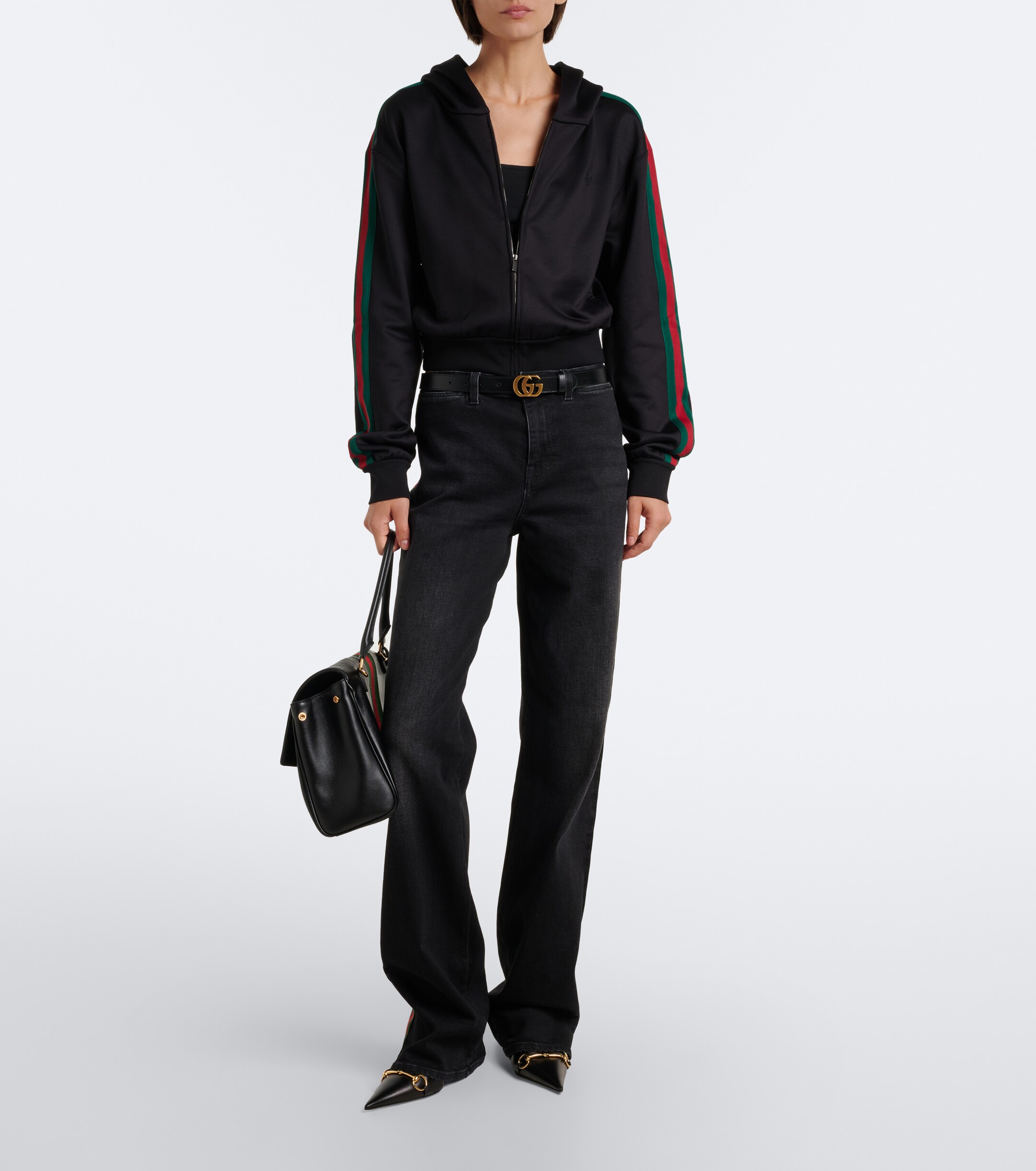Gucci Gucci Web Stripe jersey zip-up hoodie