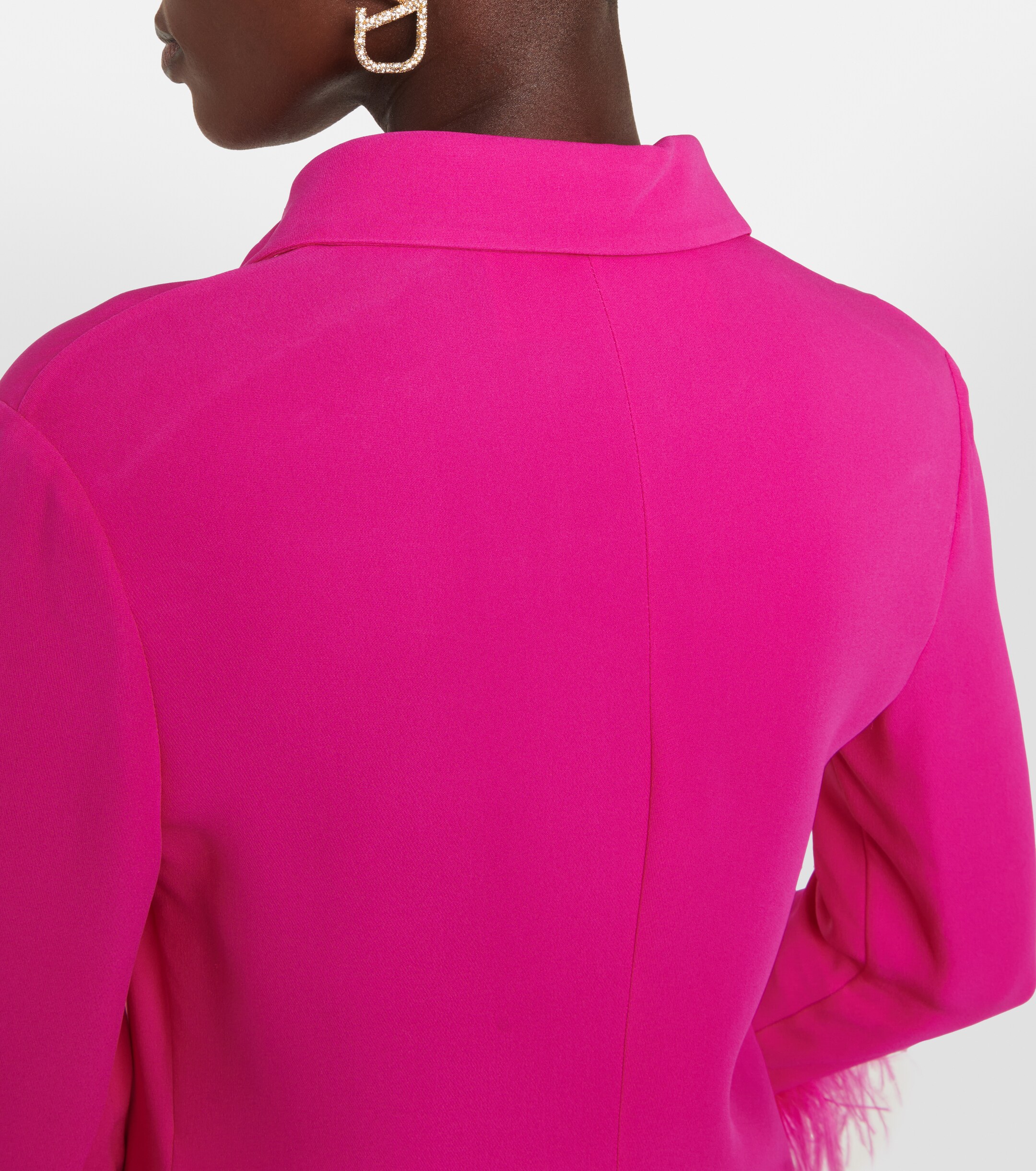 Valentino Feather-trimmed silk cady shirt dress