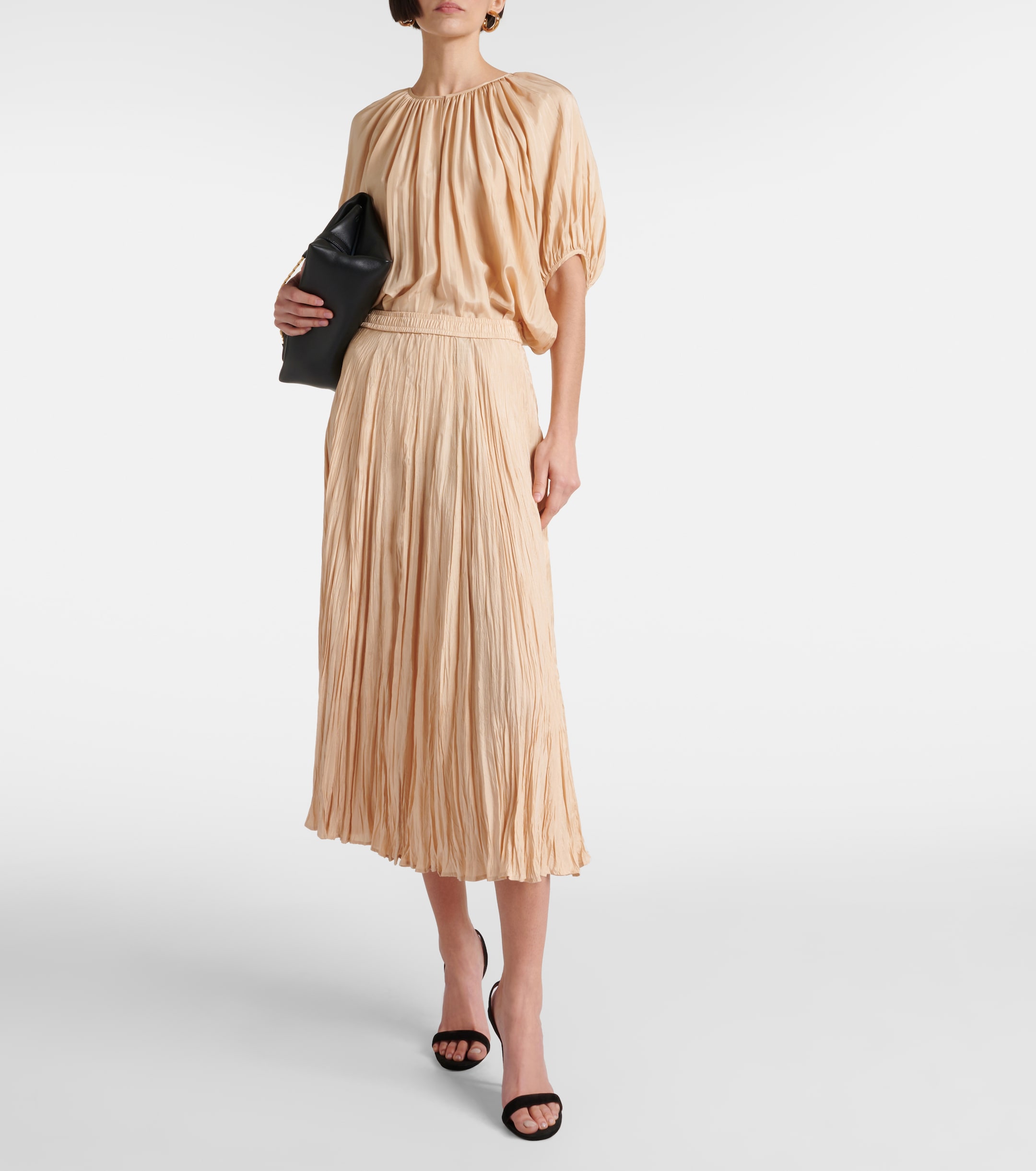 JOSEPH Sully pleated habotai silk midi skirt