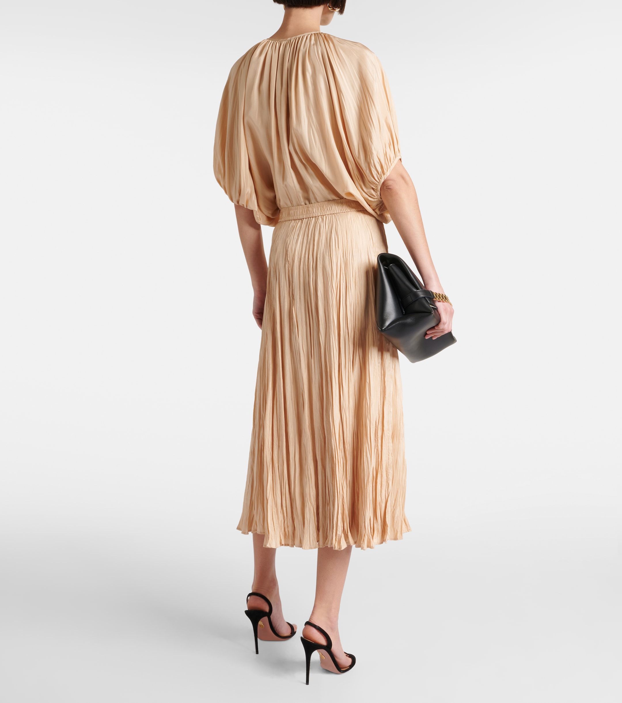 JOSEPH Sully pleated habotai silk midi skirt