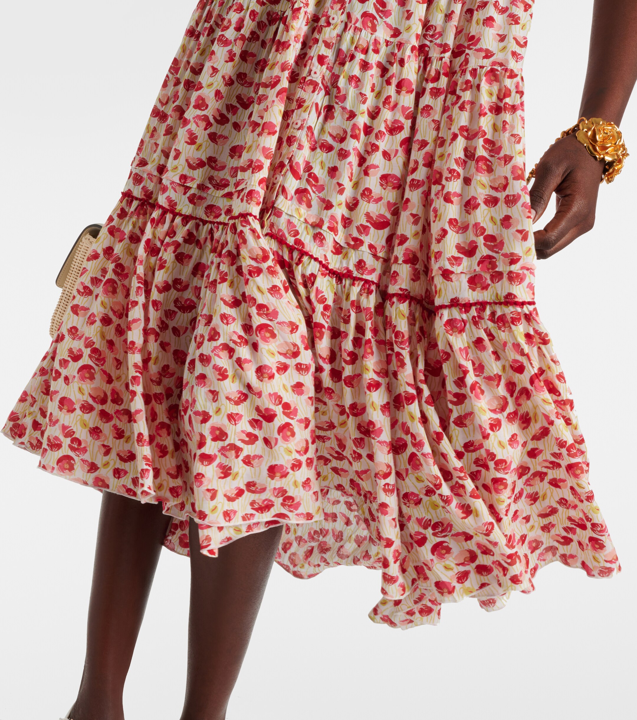 Poupette St Barth Triny polka-dot shirred midi dress