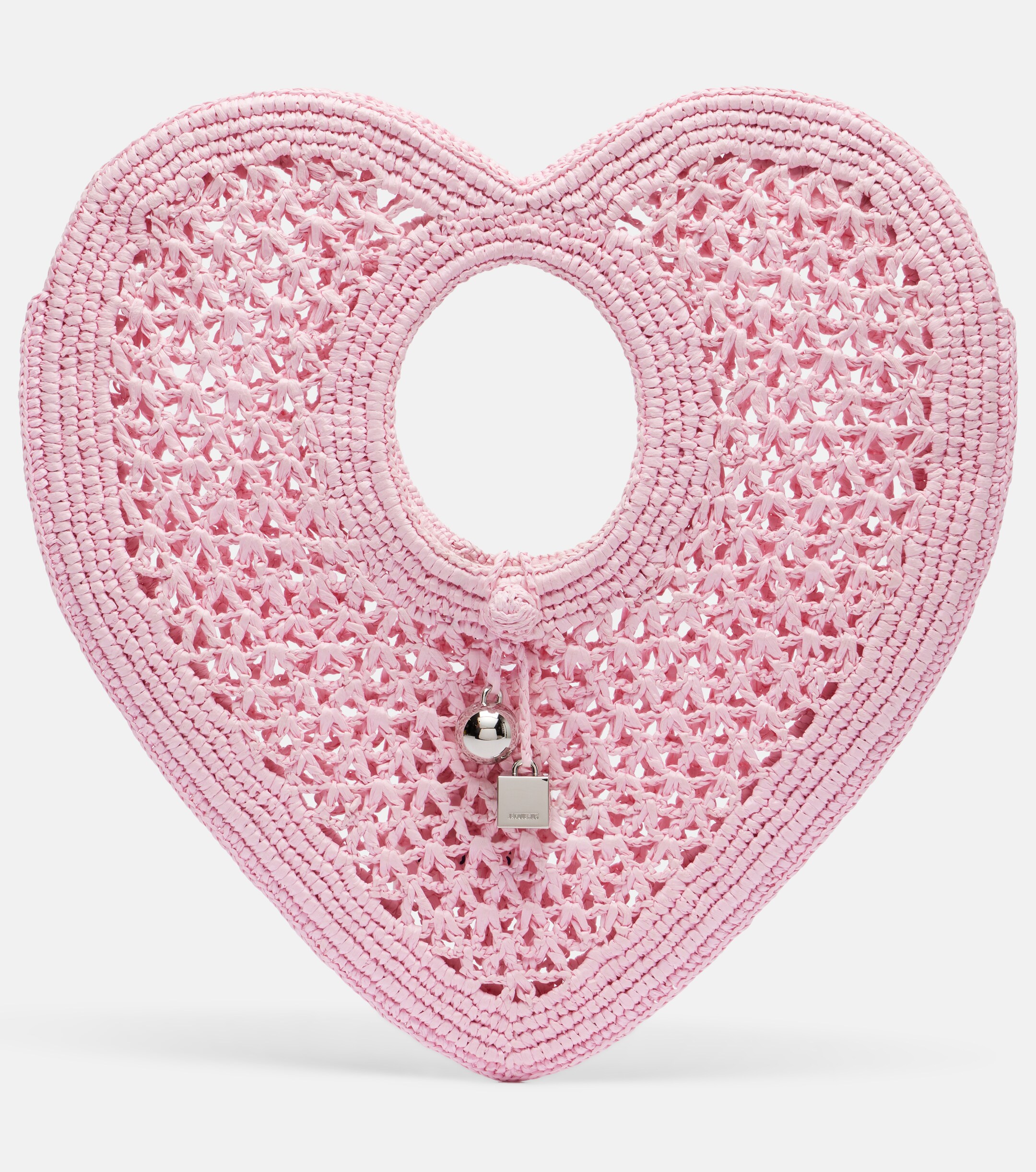 Jacquemus Spiaggia Coeur Small raffia top-handle bag