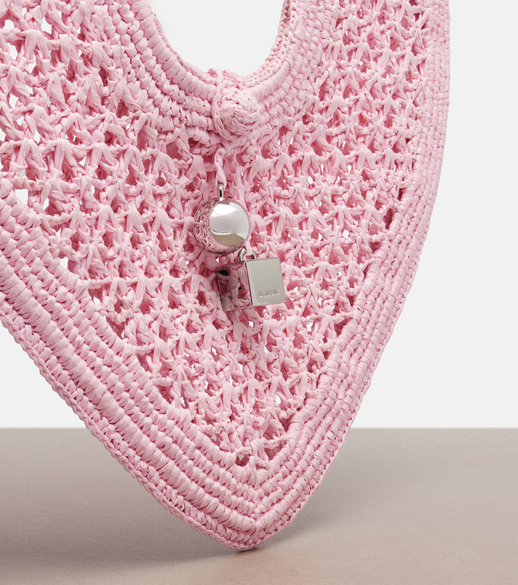 Jacquemus Spiaggia Coeur Small raffia top-handle bag