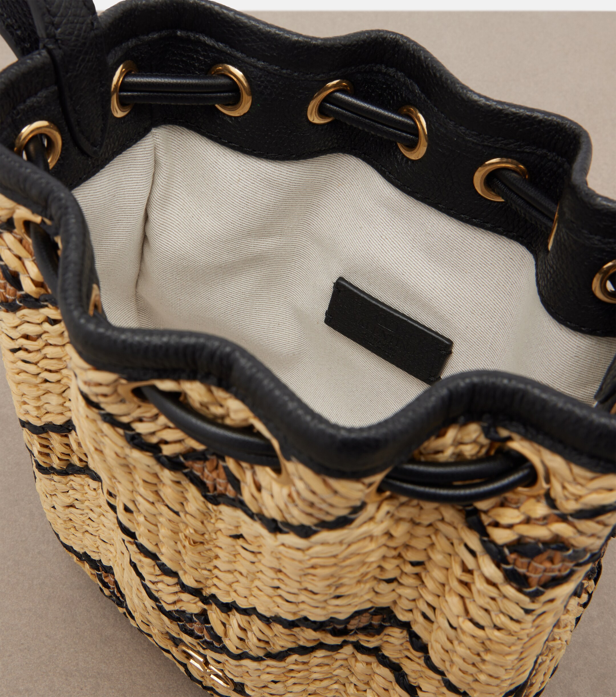 Valentino Garavani VLogo Mini raffia bucket bag thumbnail