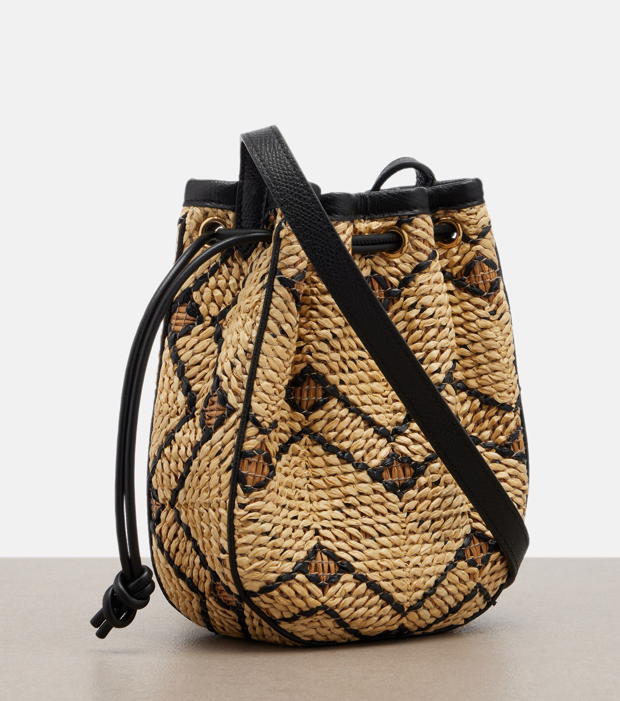 Valentino Garavani VLogo Mini raffia bucket bag thumbnail