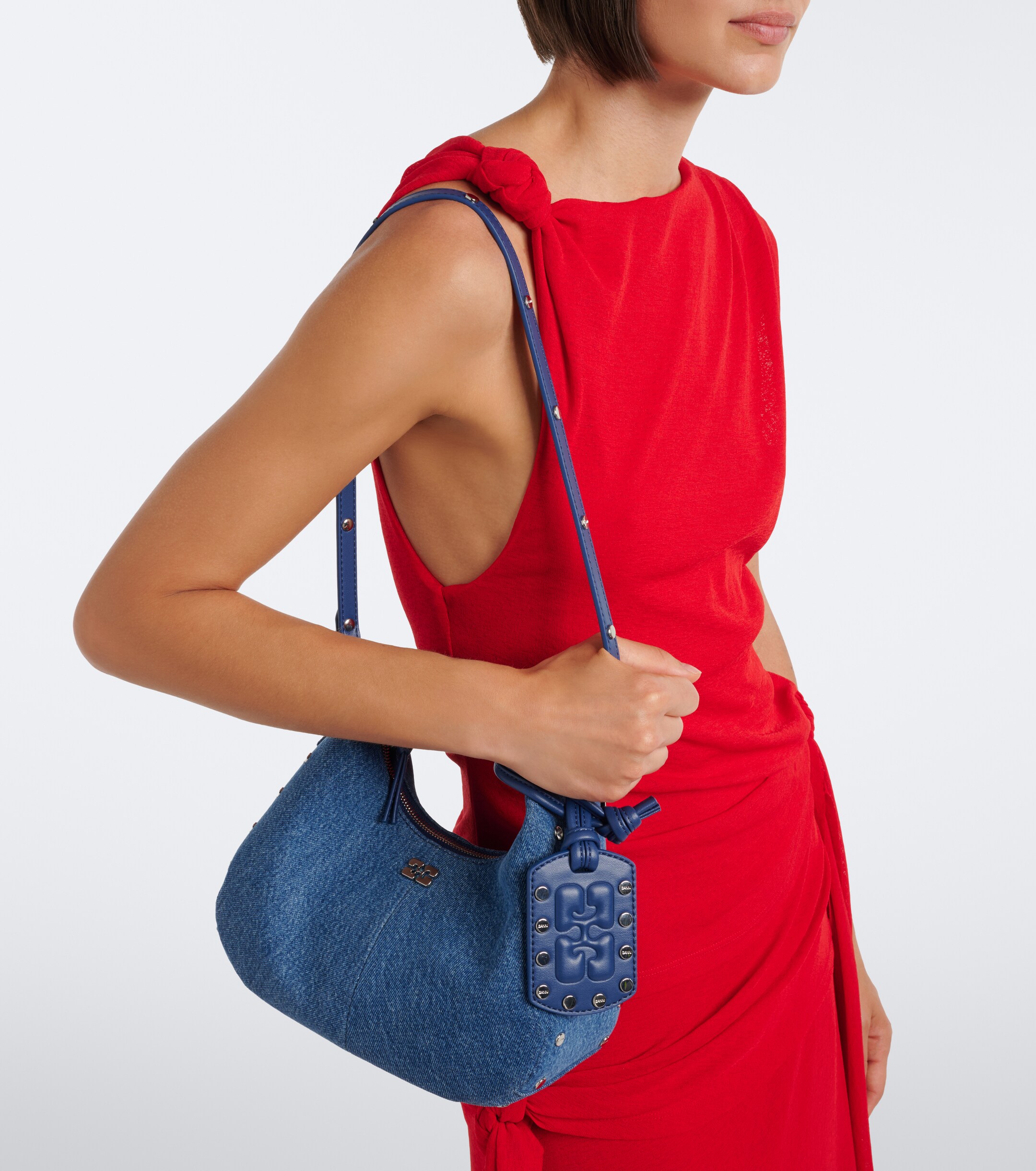 GANNI Mini denim top-handle bag