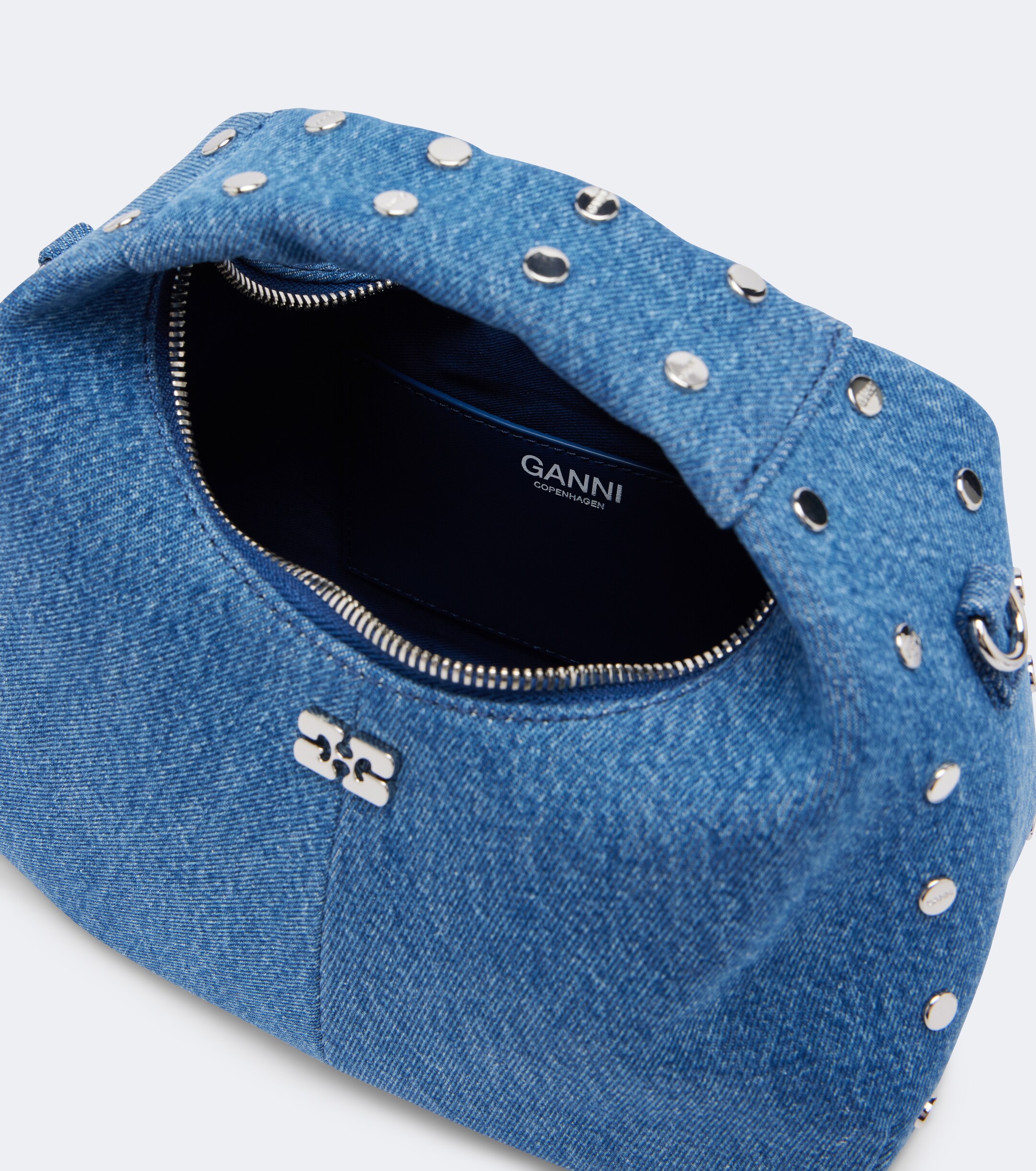 GANNI Mini denim top-handle bag