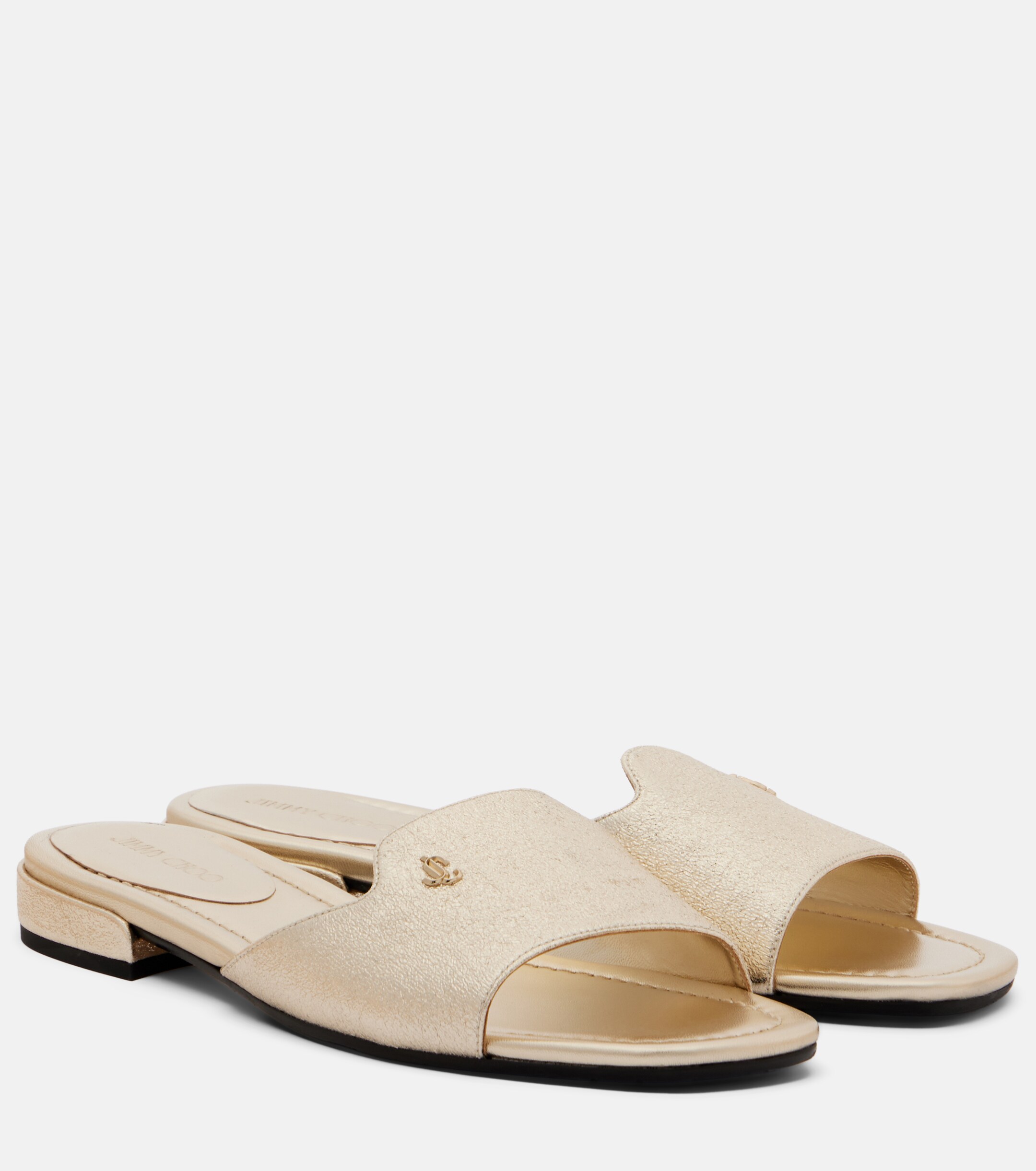 JIMMY CHOO Jimmy Choo Dina metallic leather slides