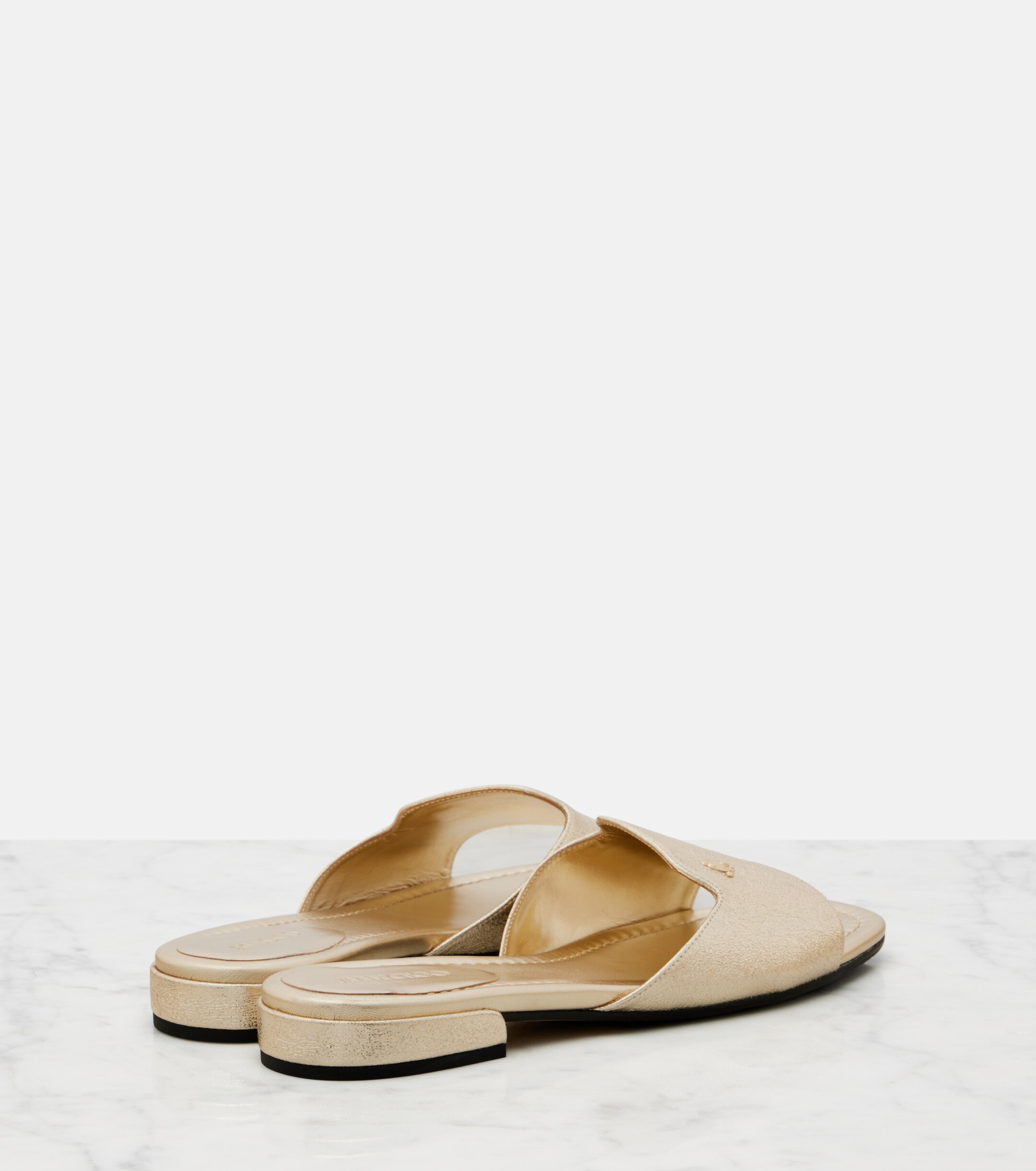 JIMMY CHOO Jimmy Choo Dina metallic leather slides