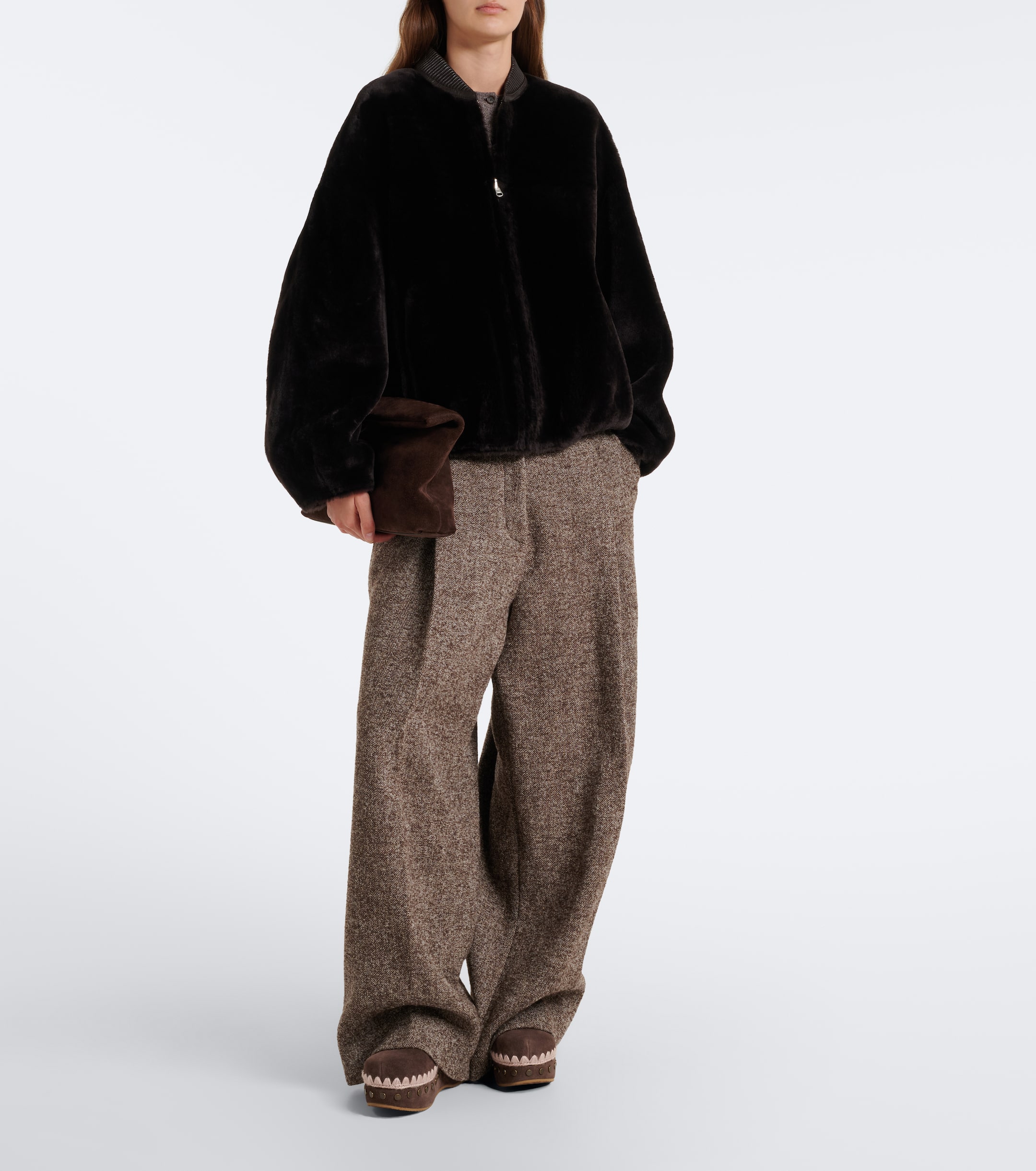 MOU Mou Shearling-lined suede clogs
