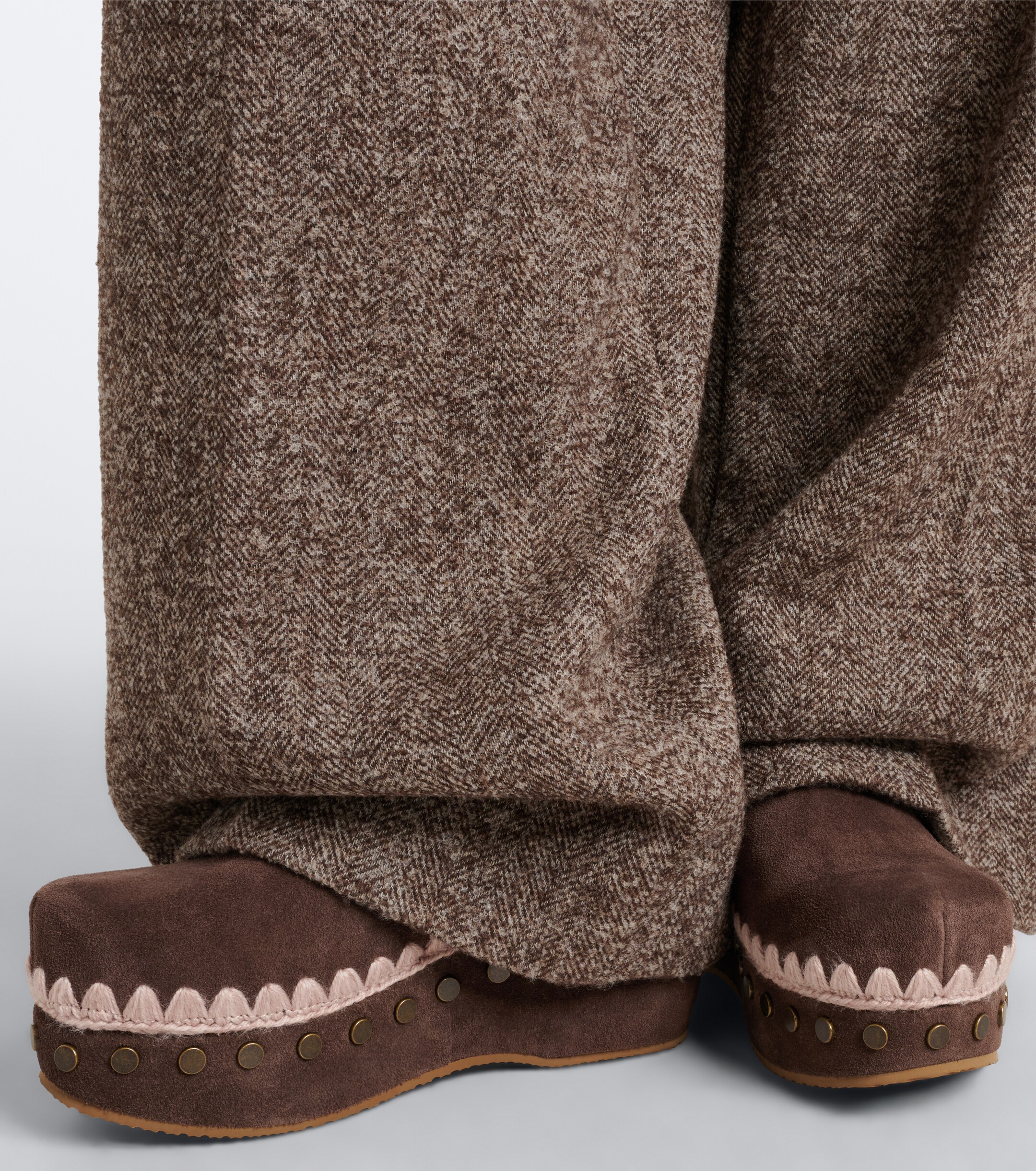 MOU Mou Shearling-lined suede clogs