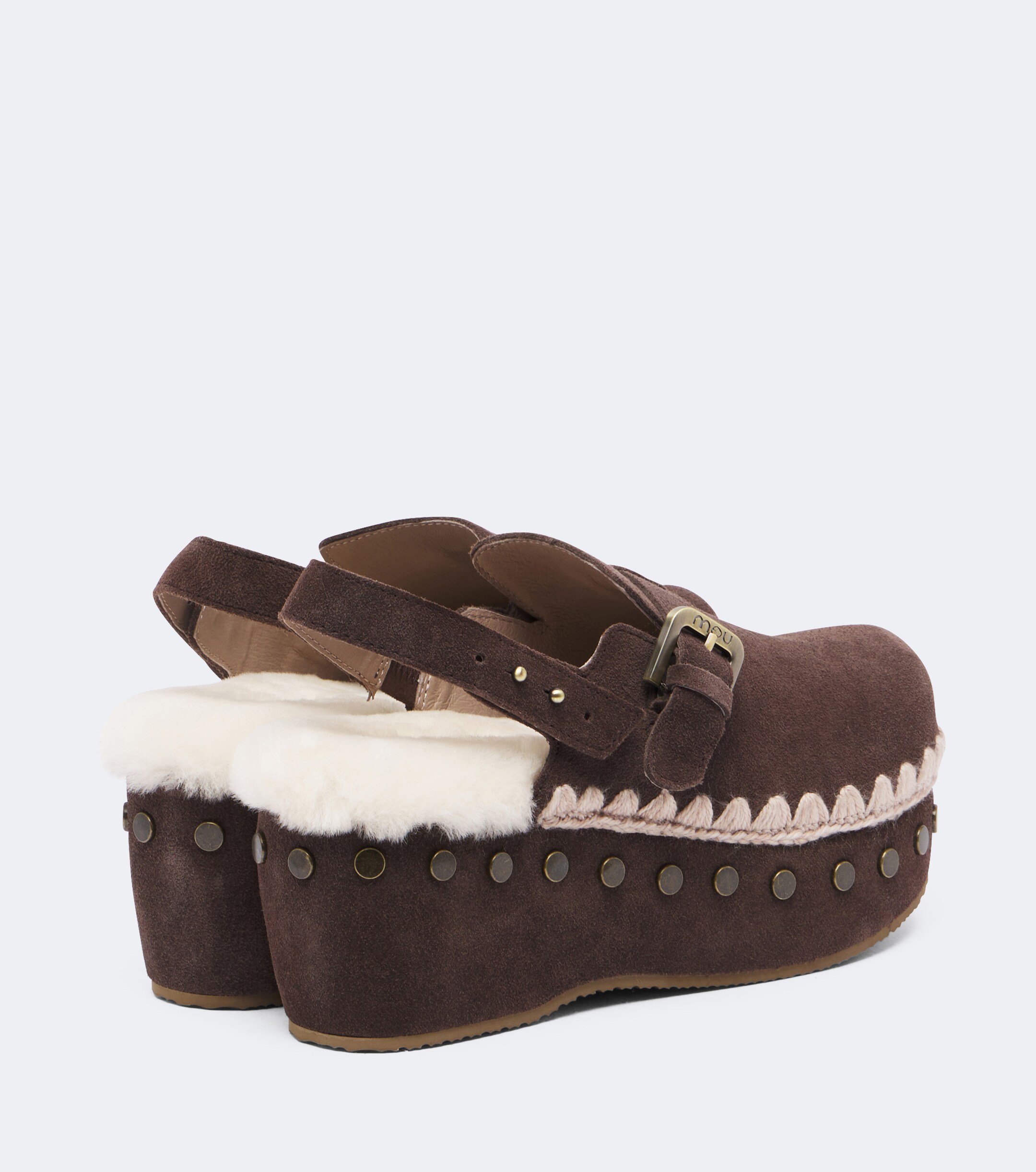 MOU Mou Shearling-lined suede clogs